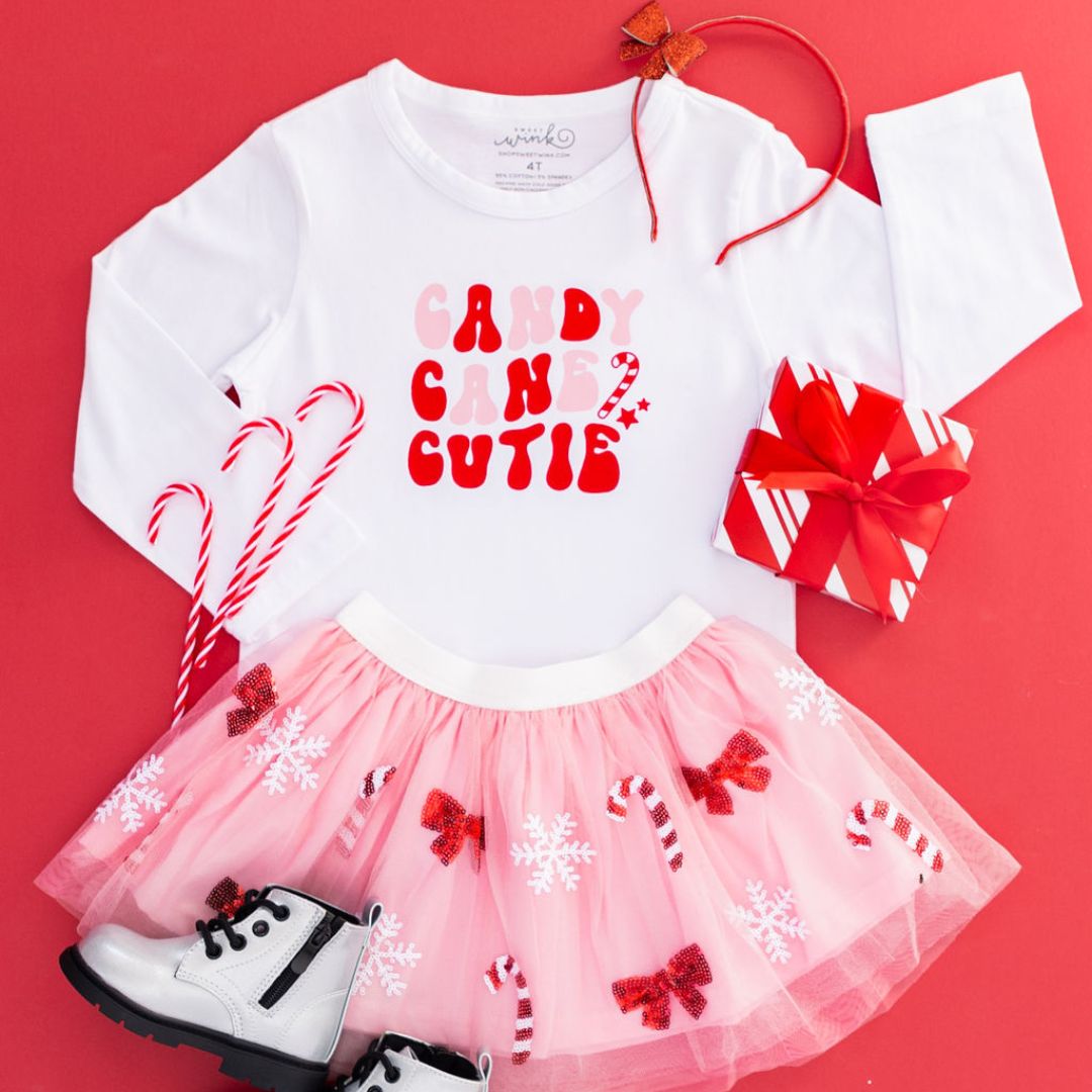 Sweet Wink Long Sleeve Shirt - Candy Cane Cutie