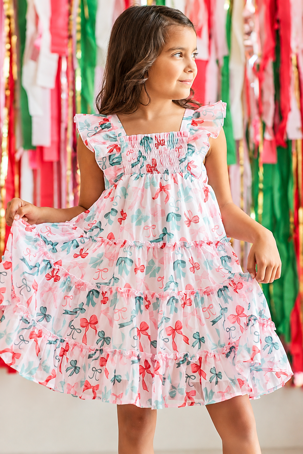 Brielle Shimmer Dress - Peppermint Ribbons