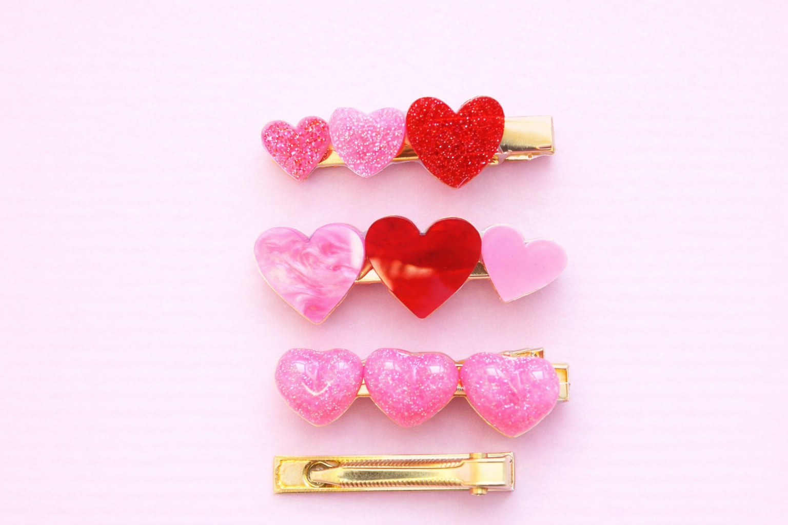 Heart Sparkles Hair Clip Set