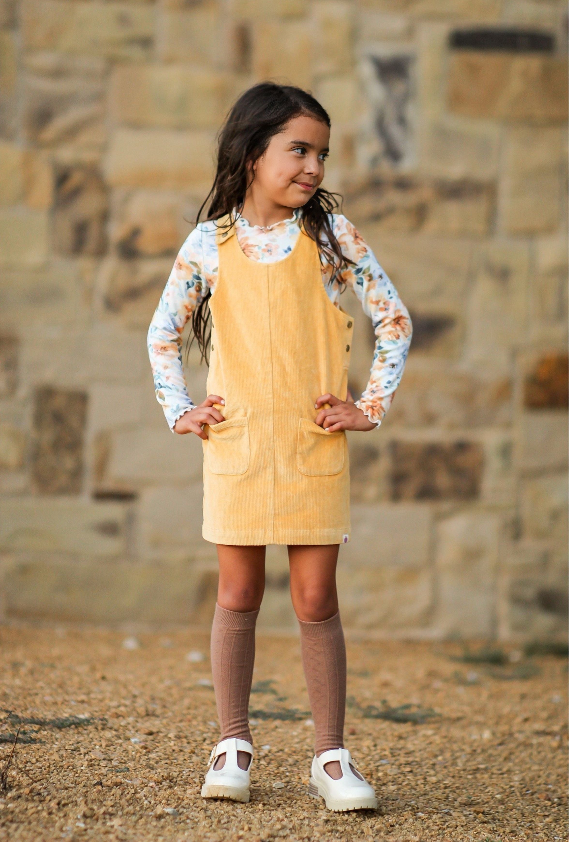 Parker Corduroy Jumper Set -Azure & Amber (Pre-Order)