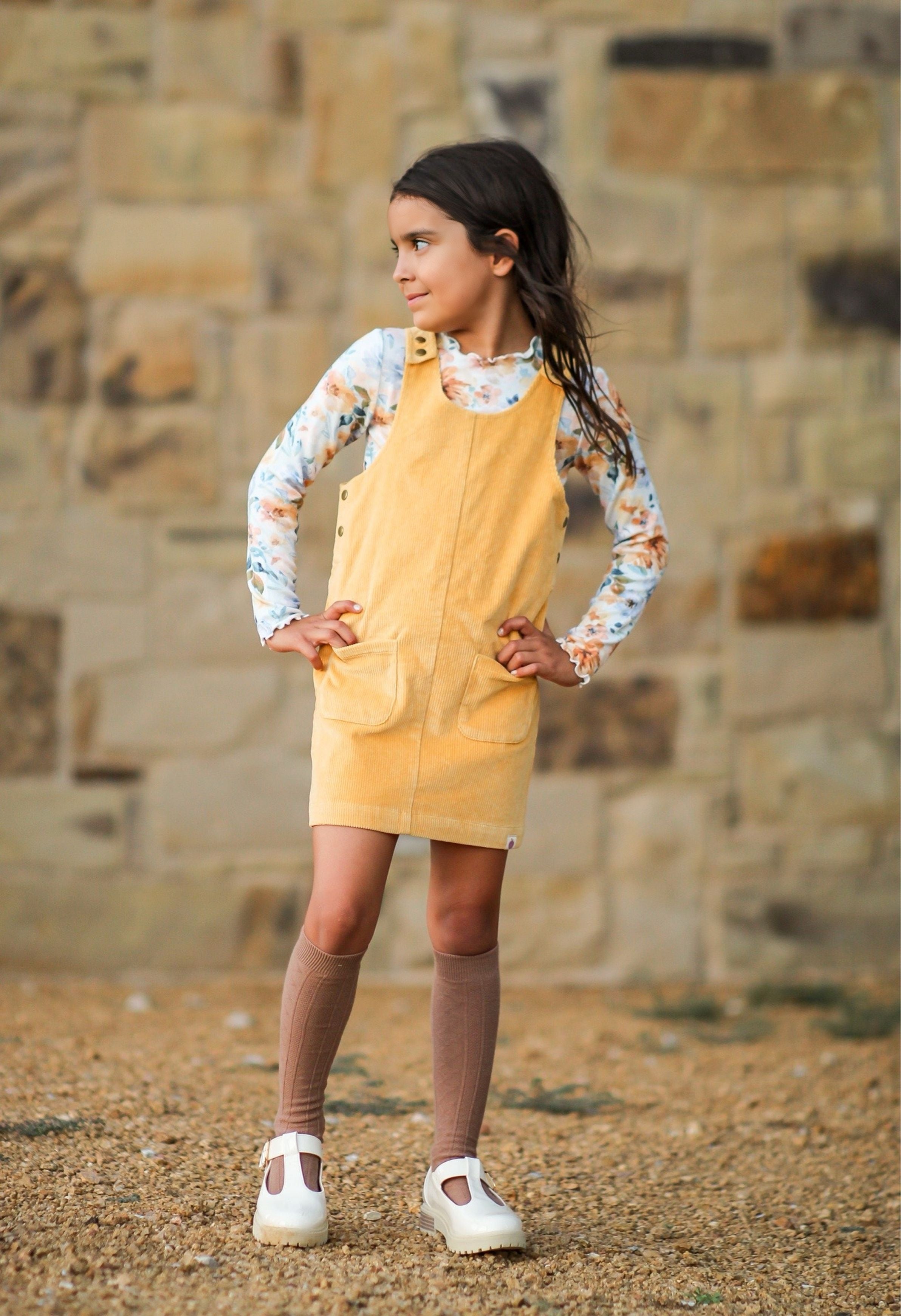 Parker Corduroy Jumper Set -Azure & Amber (Pre-Order)