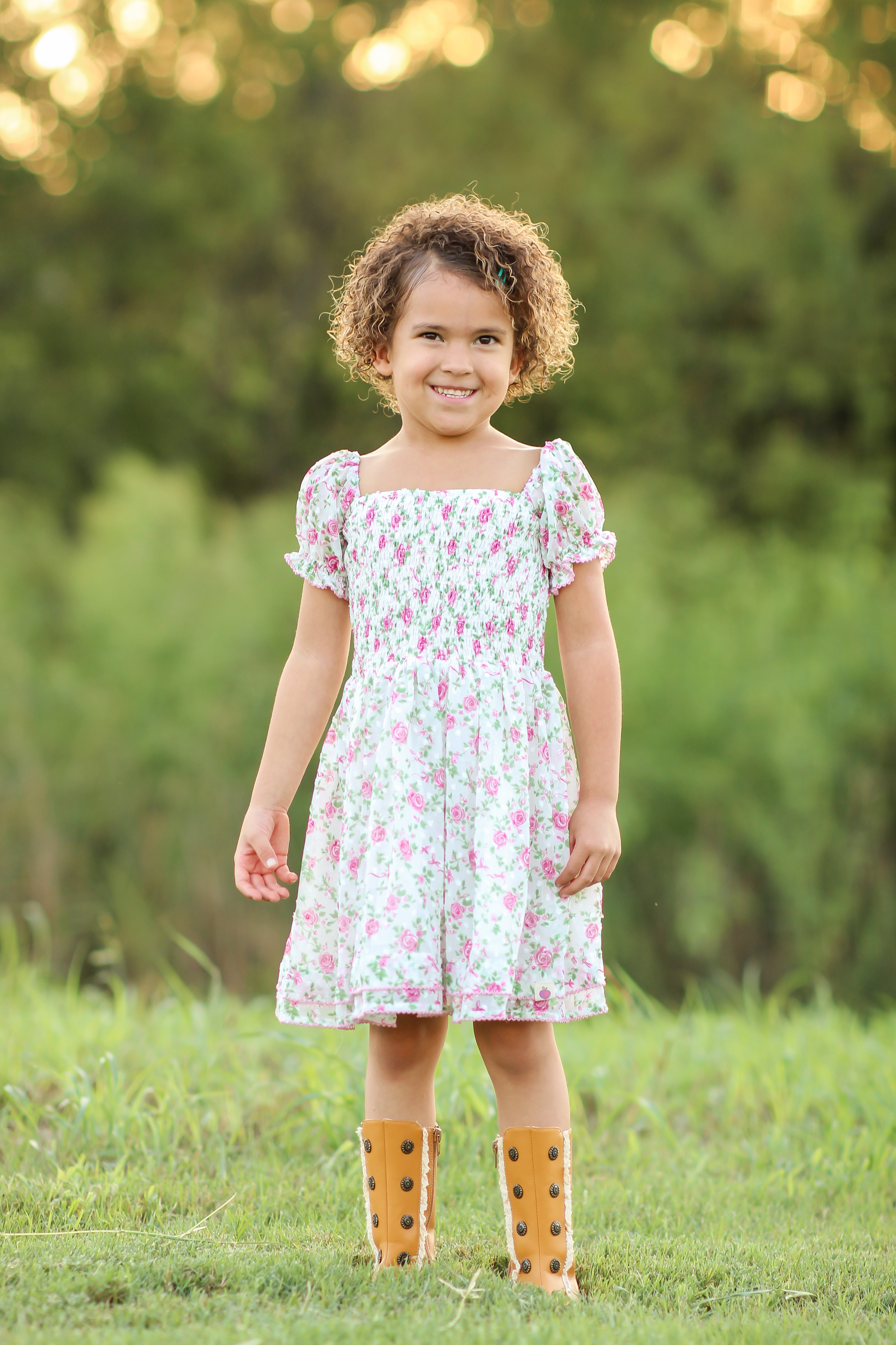 Brielle Shimmer Dress - Forever Florals