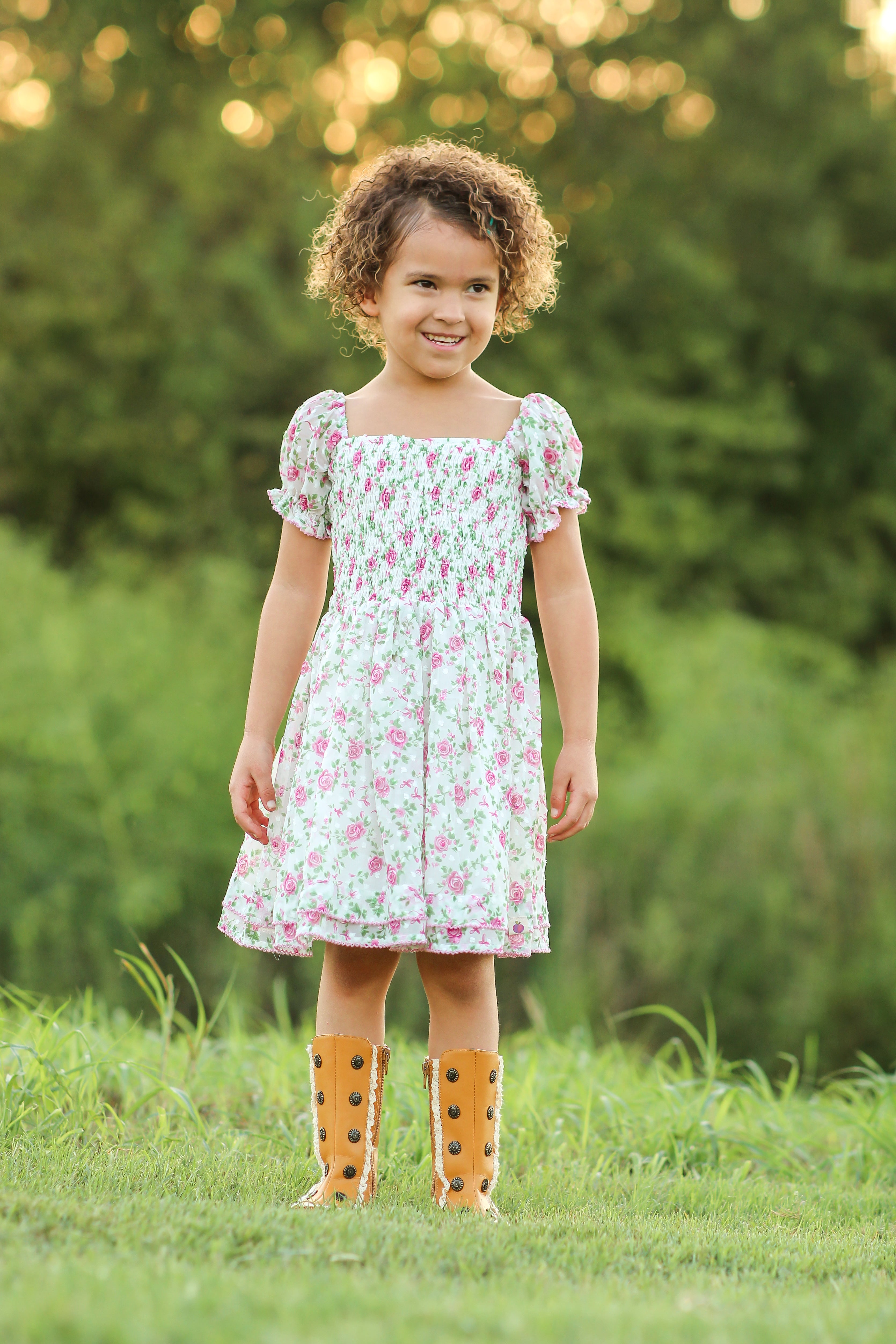 Brielle Shimmer Dress - Forever Florals