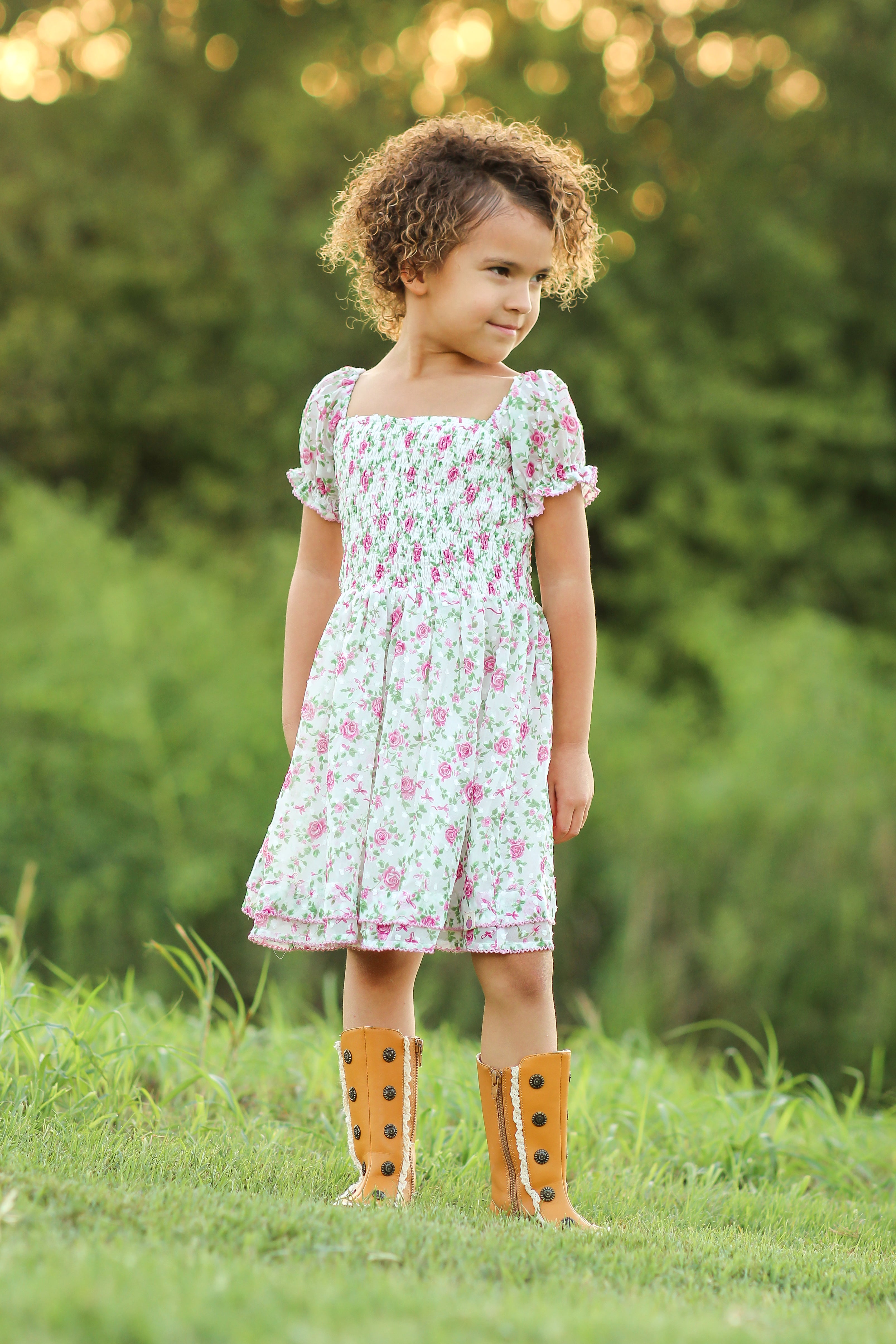 Brielle Shimmer Dress - Forever Florals