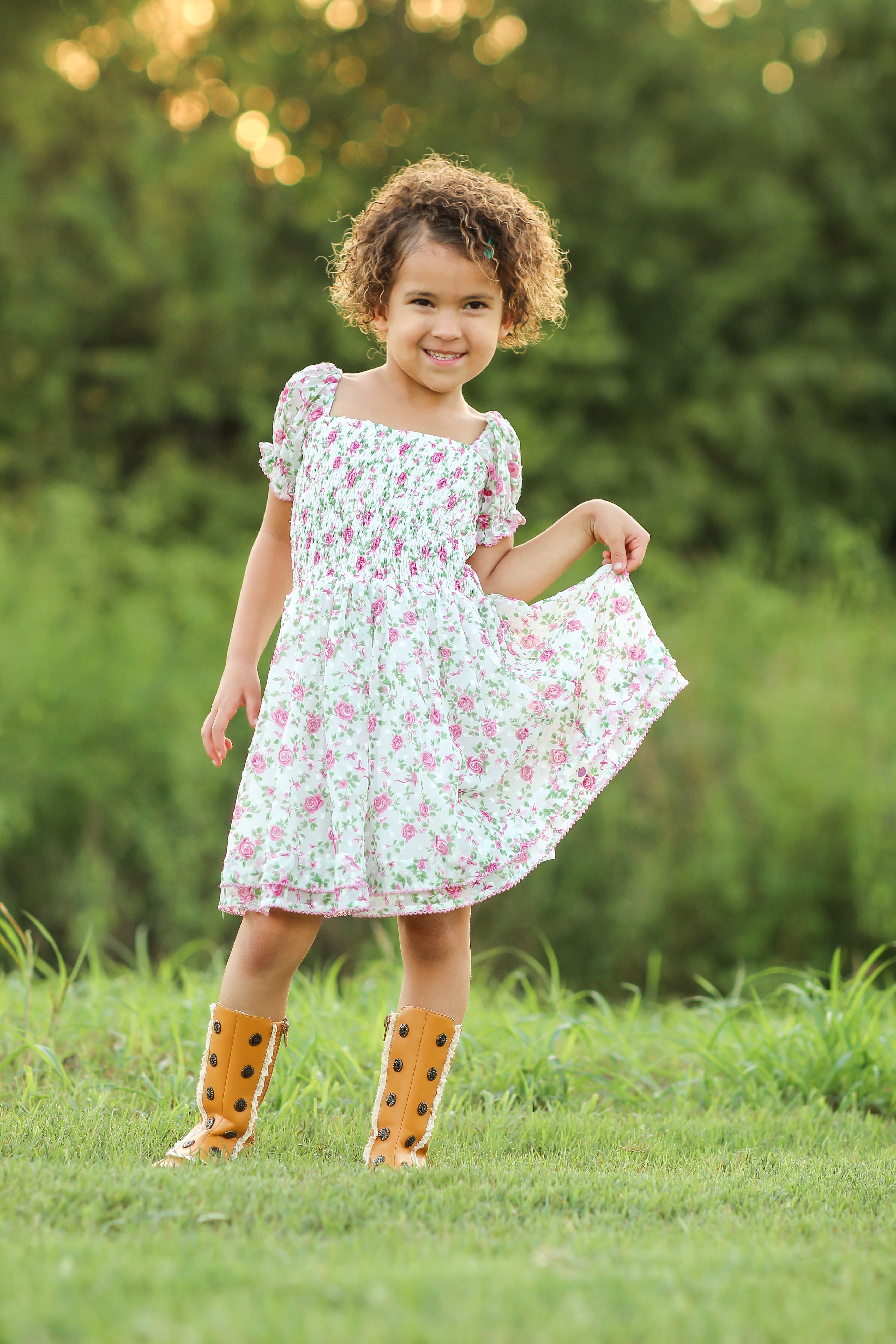 Brielle Shimmer Dress - Forever Florals