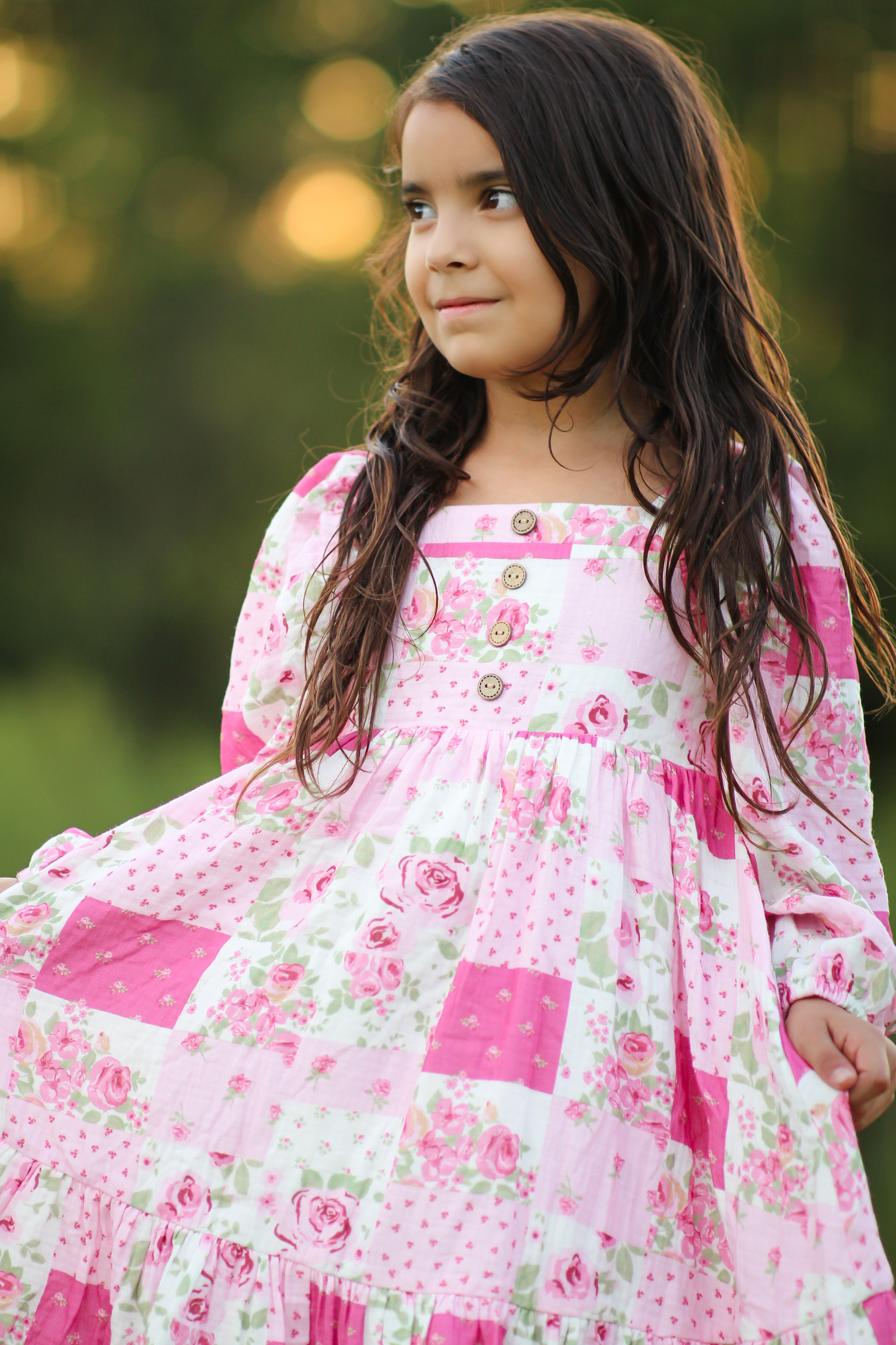 Puff Sleeve Gauze Dress - Sweetheart Patch