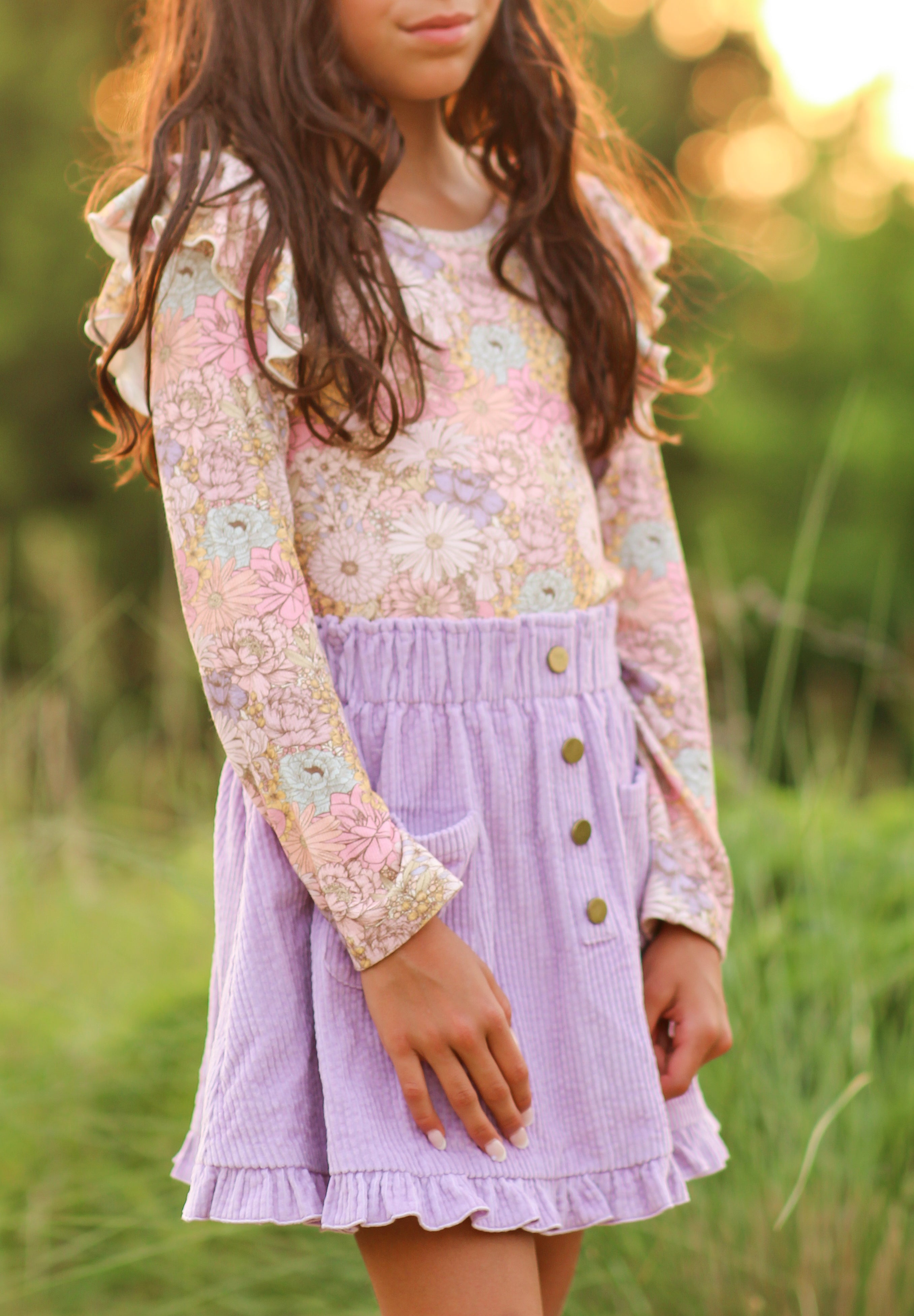 Vienna Corduroy Skirt - Dusky Dahlia