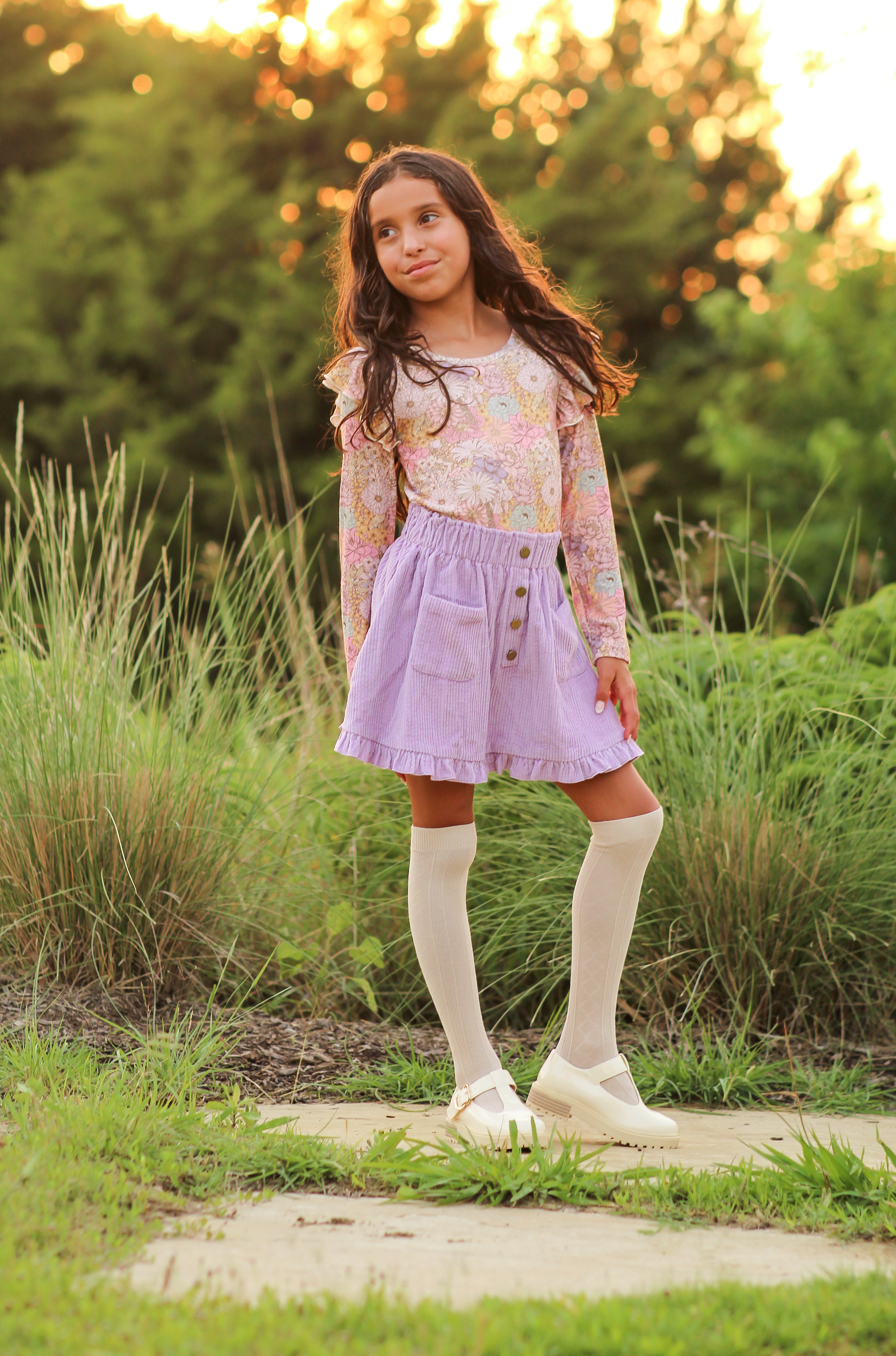 Vienna Corduroy Skirt - Dusky Dahlia