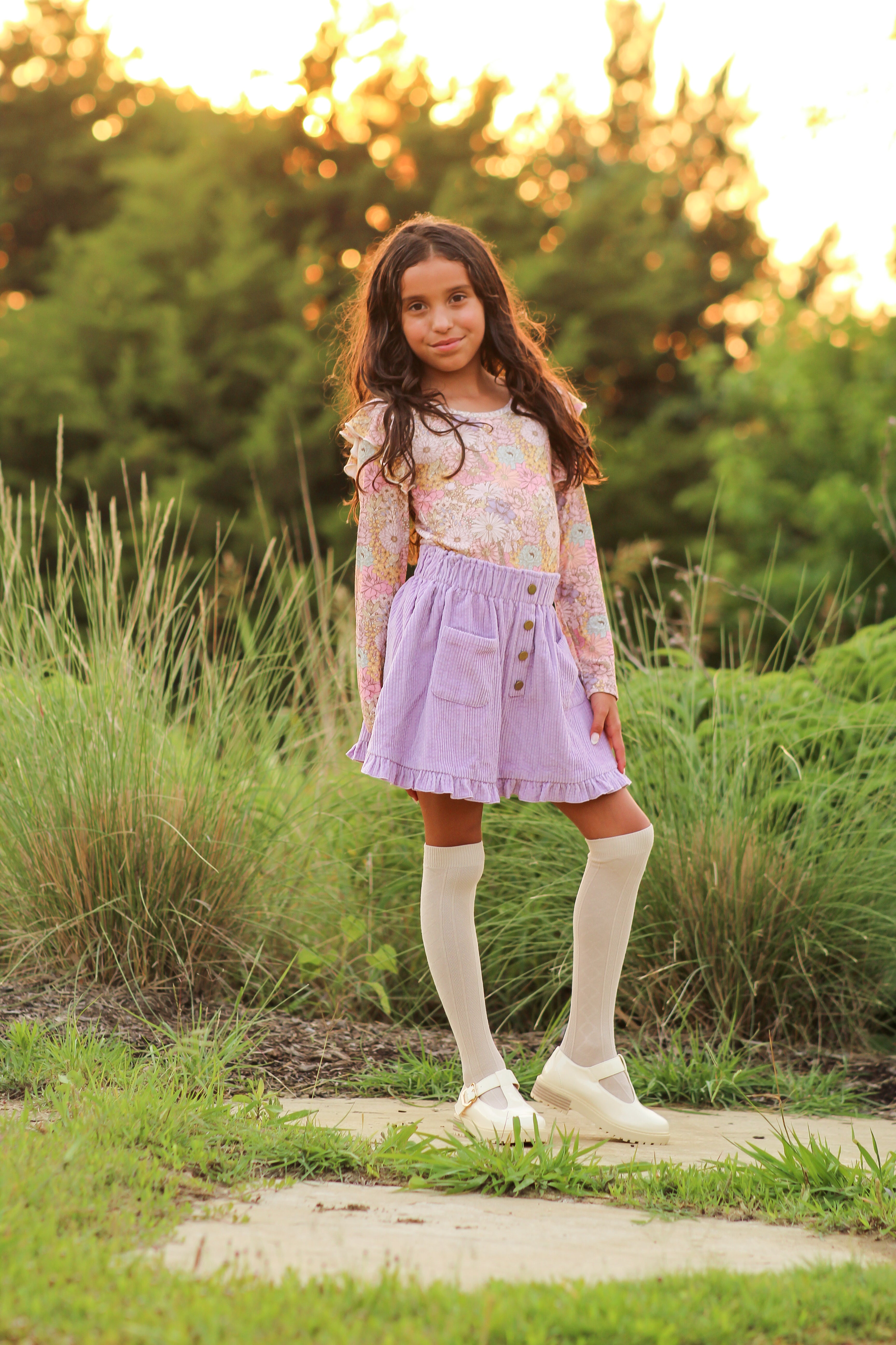 Vienna Corduroy Skirt - Dusky Dahlia