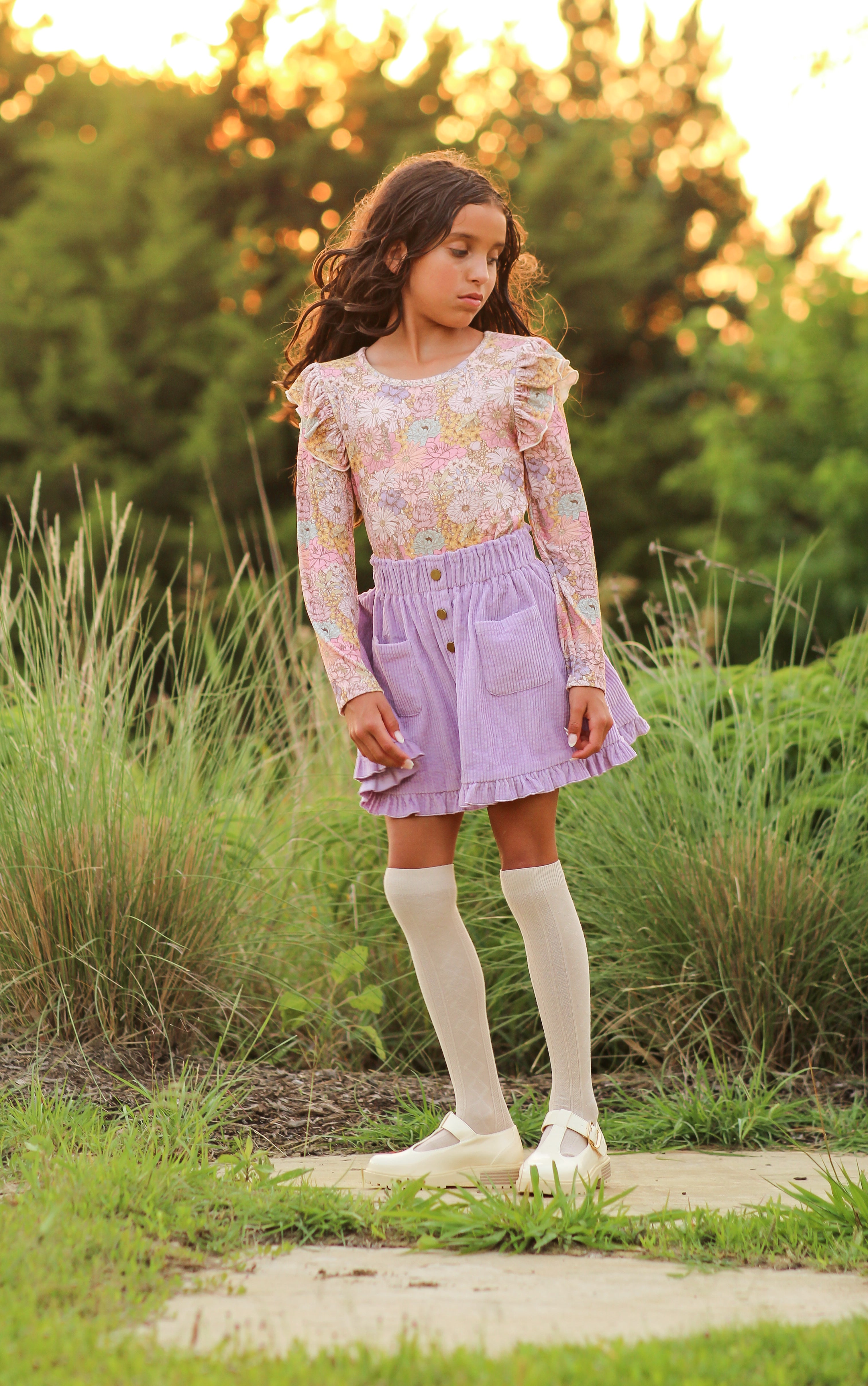 Vienna Corduroy Skirt - Dusky Dahlia