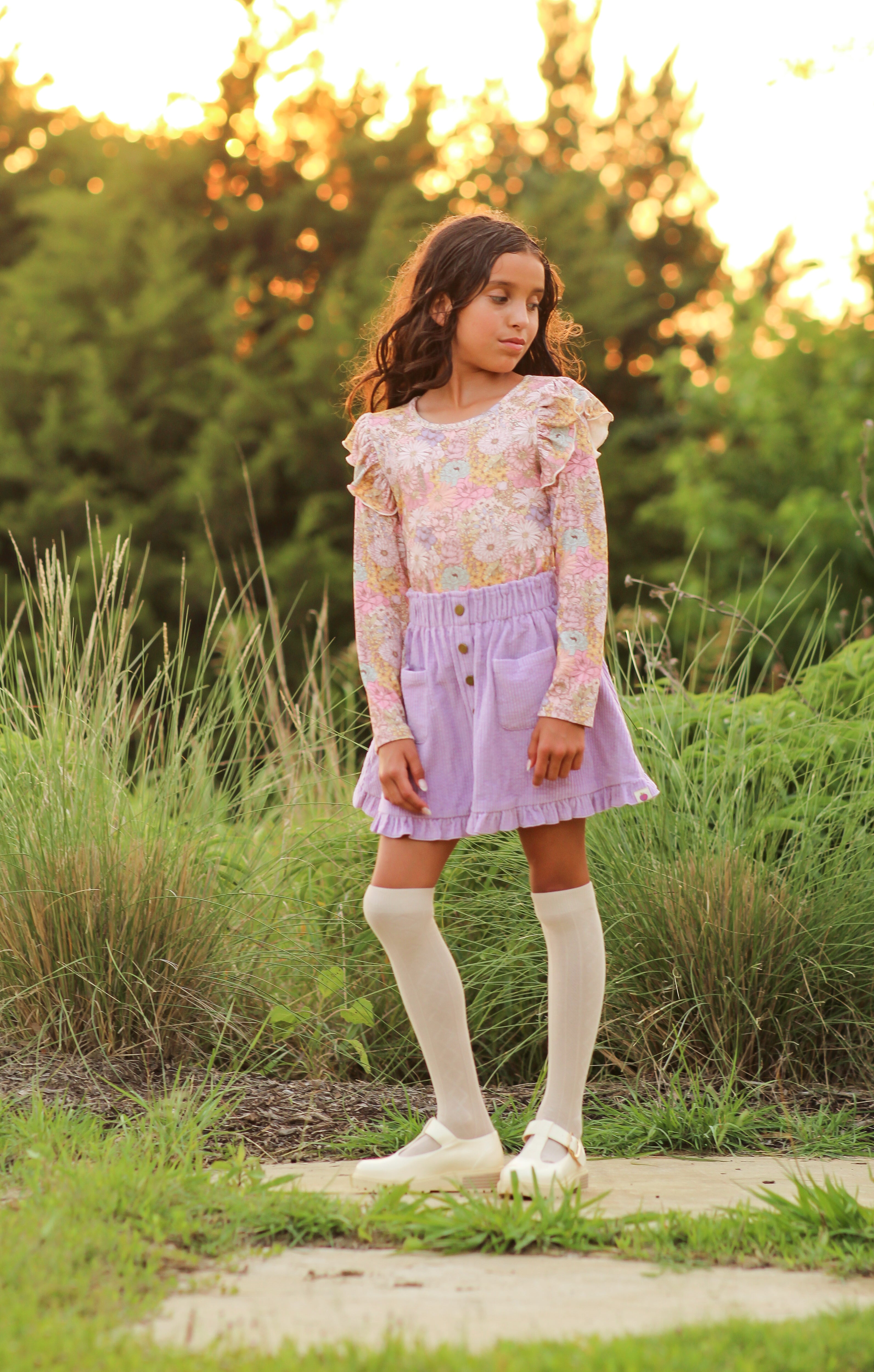 Vienna Corduroy Skirt - Dusky Dahlia