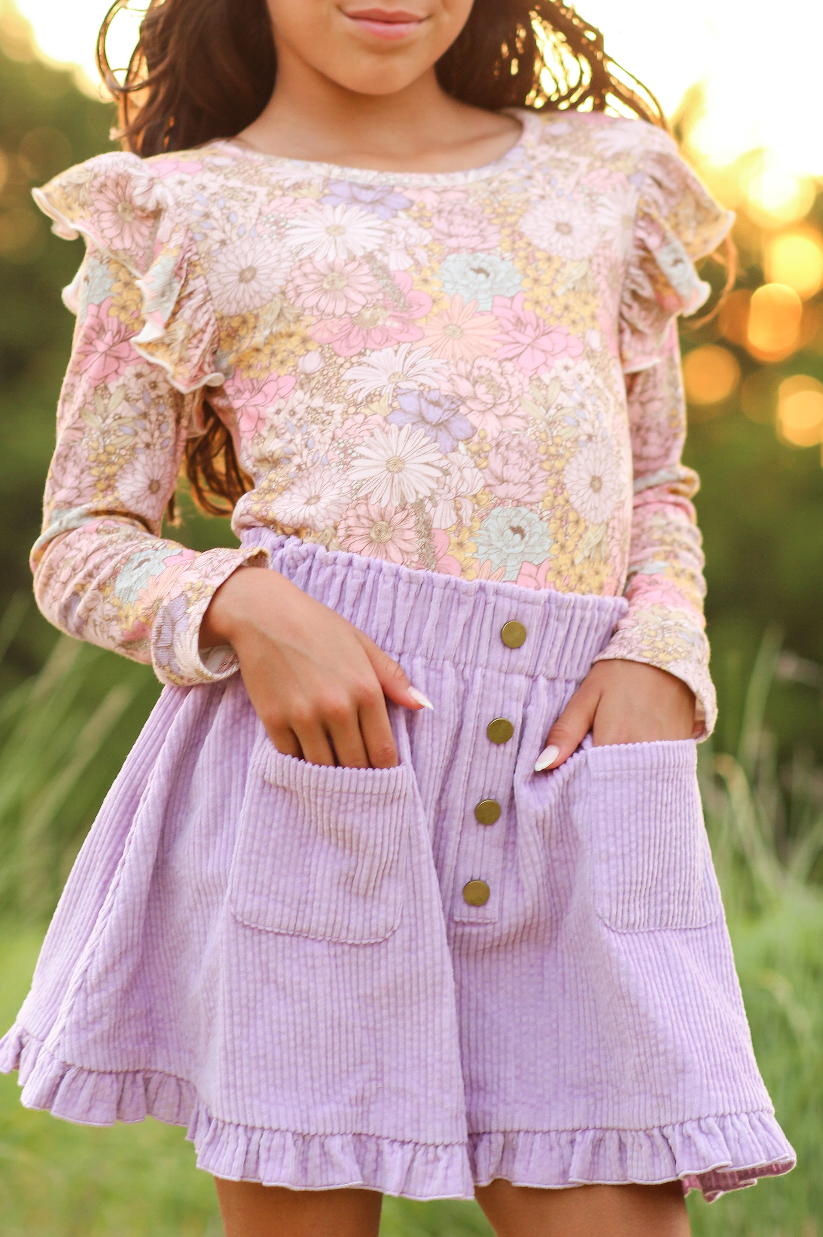 Vienna Corduroy Skirt - Dusky Dahlia