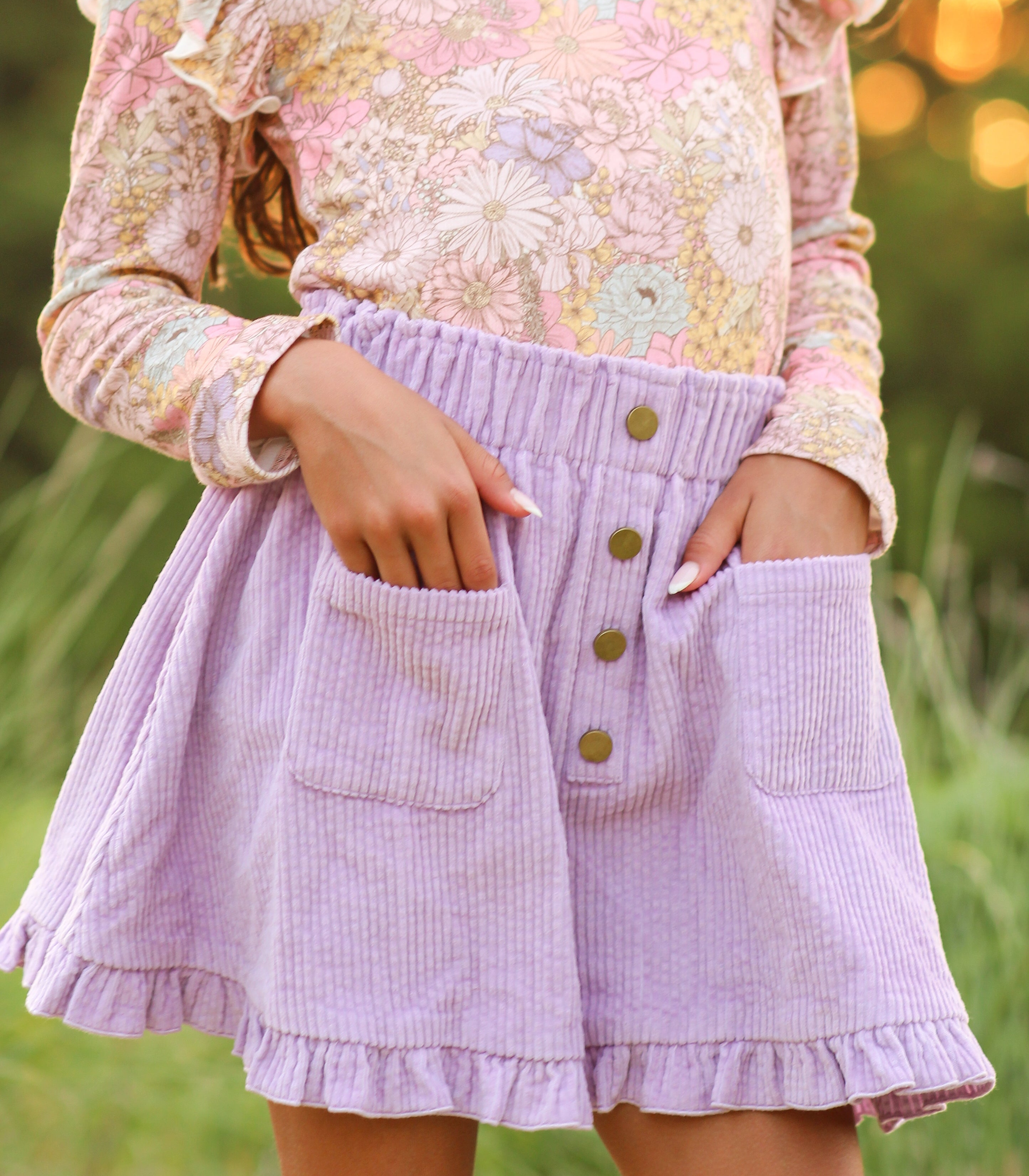 Vienna Corduroy Skirt - Dusky Dahlia (Pre-Order)