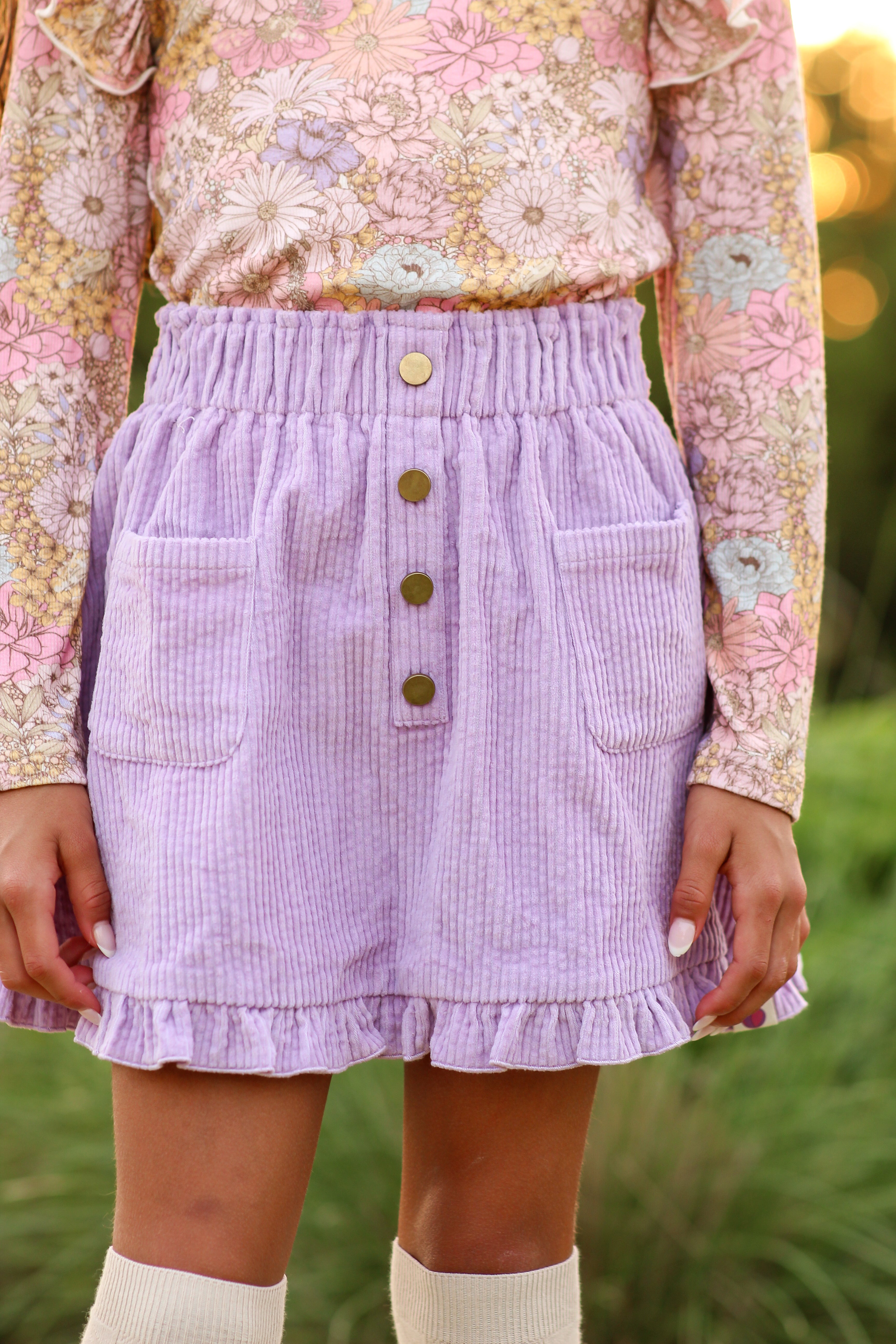 Vienna Corduroy Skirt - Dusky Dahlia