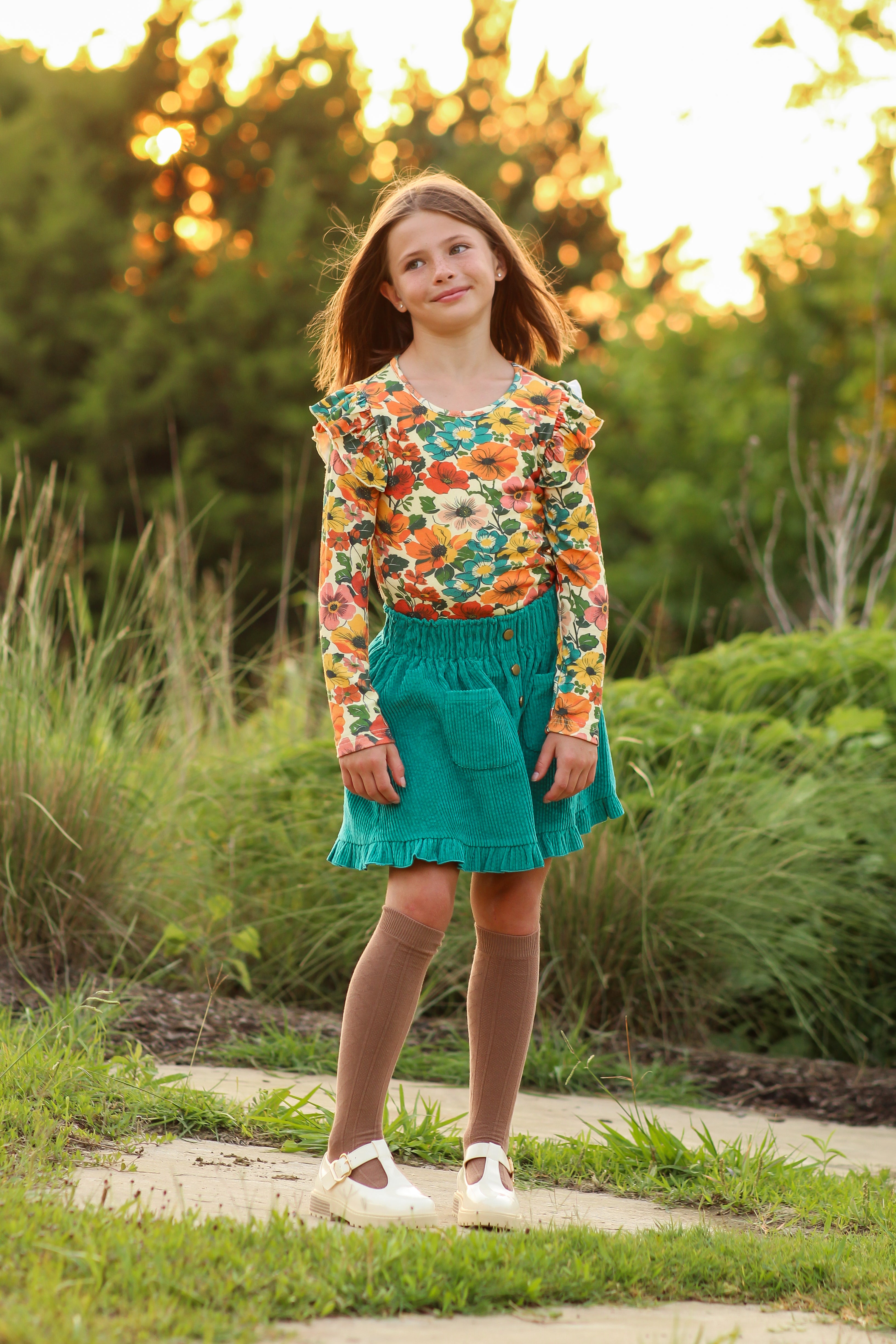 Ribbed Ruffle Top - Teal Revival