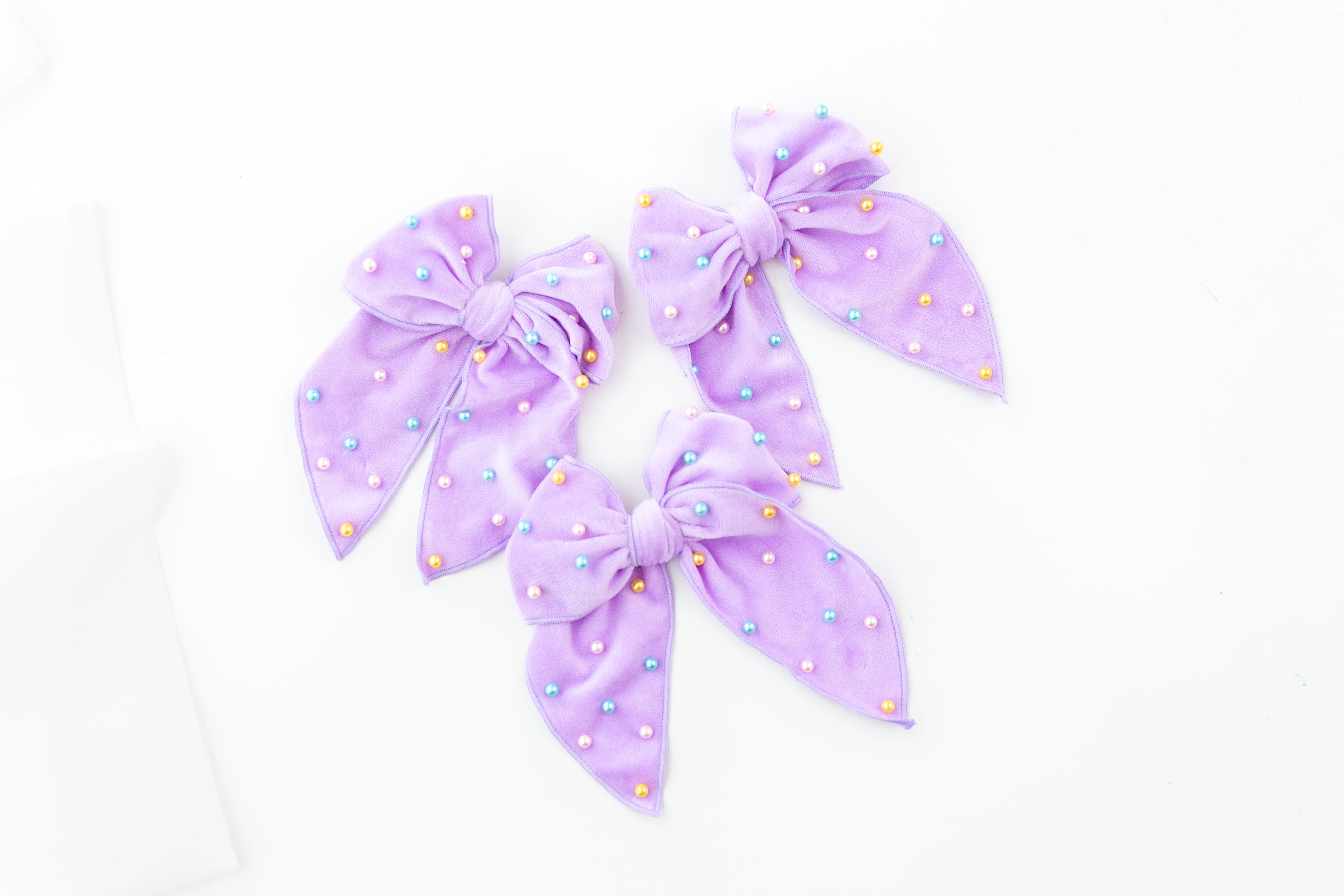 Velvet Hair Bow - Pastel Paradise