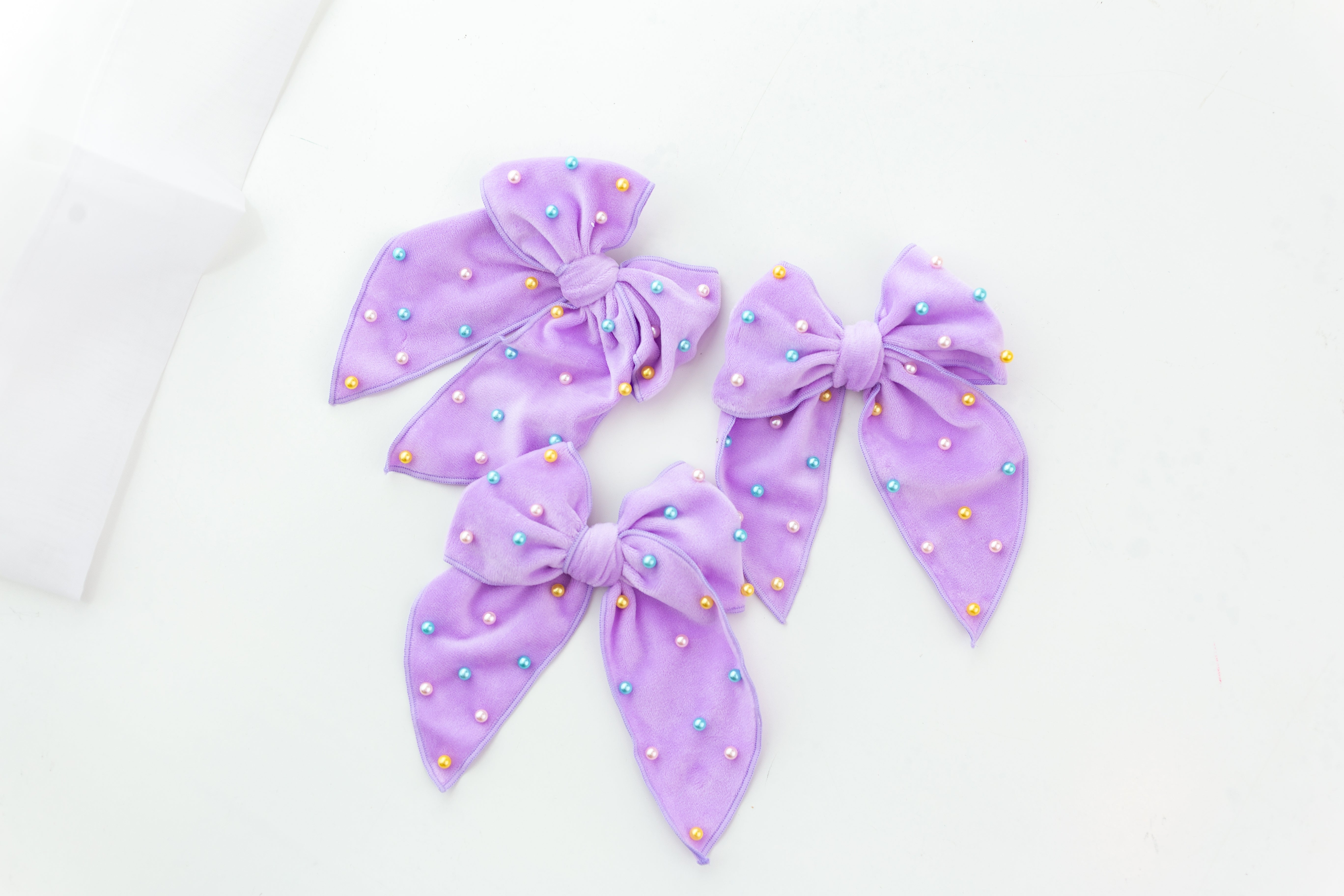 Velvet Hair Bow - Pastel Paradise
