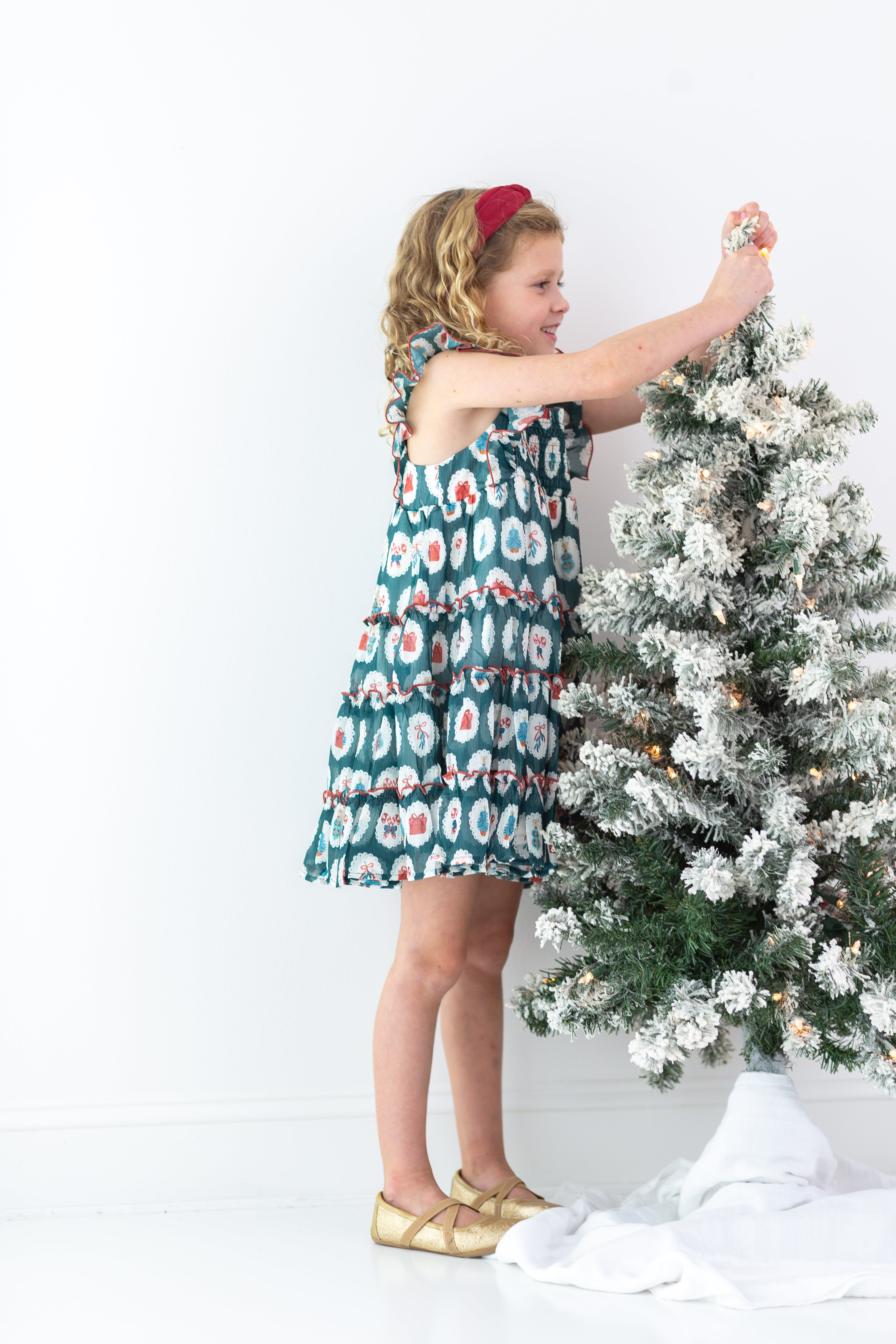 Brielle Shimmer Dress - Enchanted Evergreen