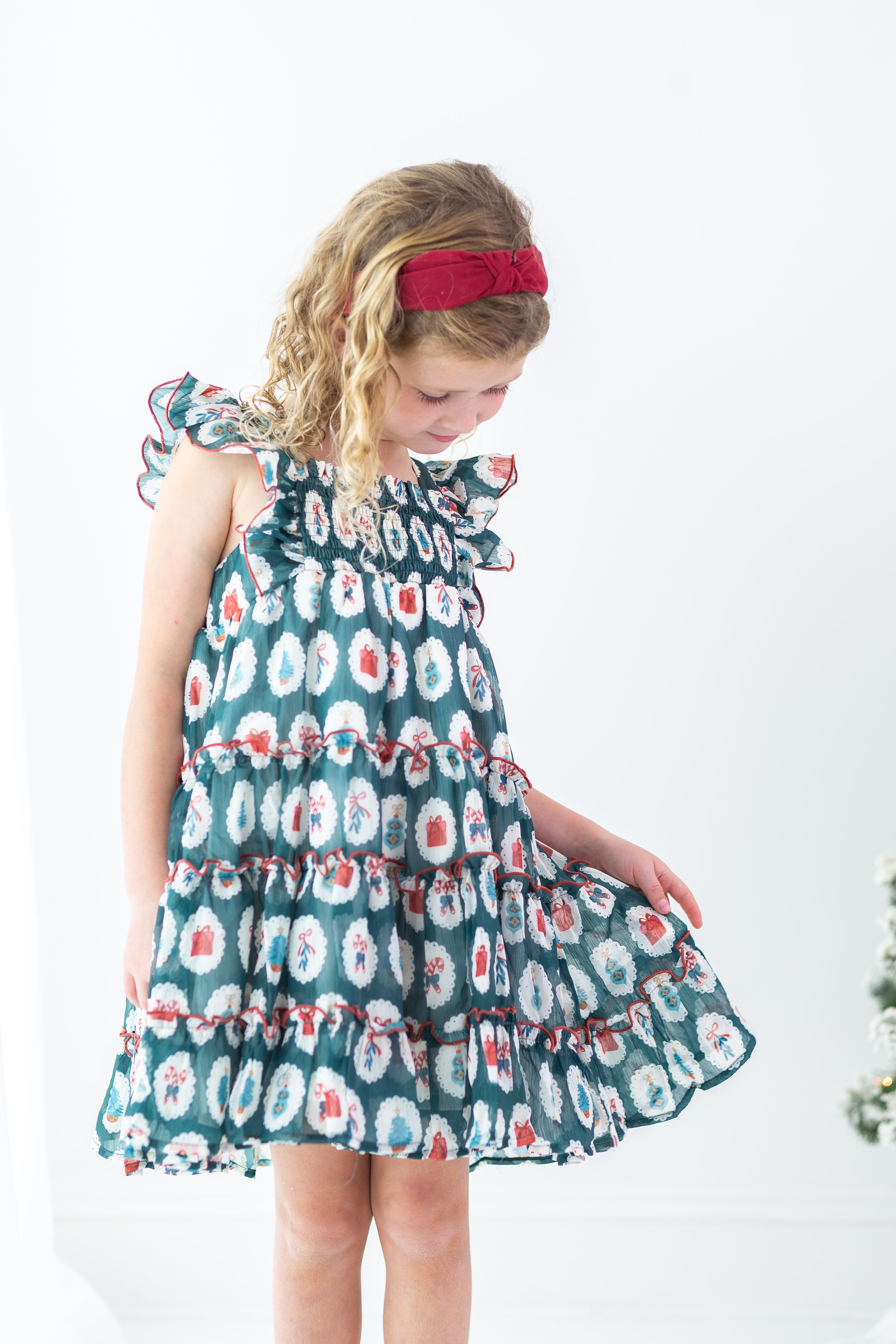 Brielle Shimmer Dress - Enchanted Evergreen