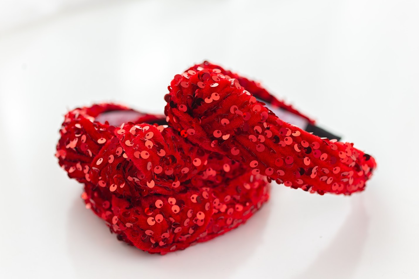 Sequin Velvet Headband - Red