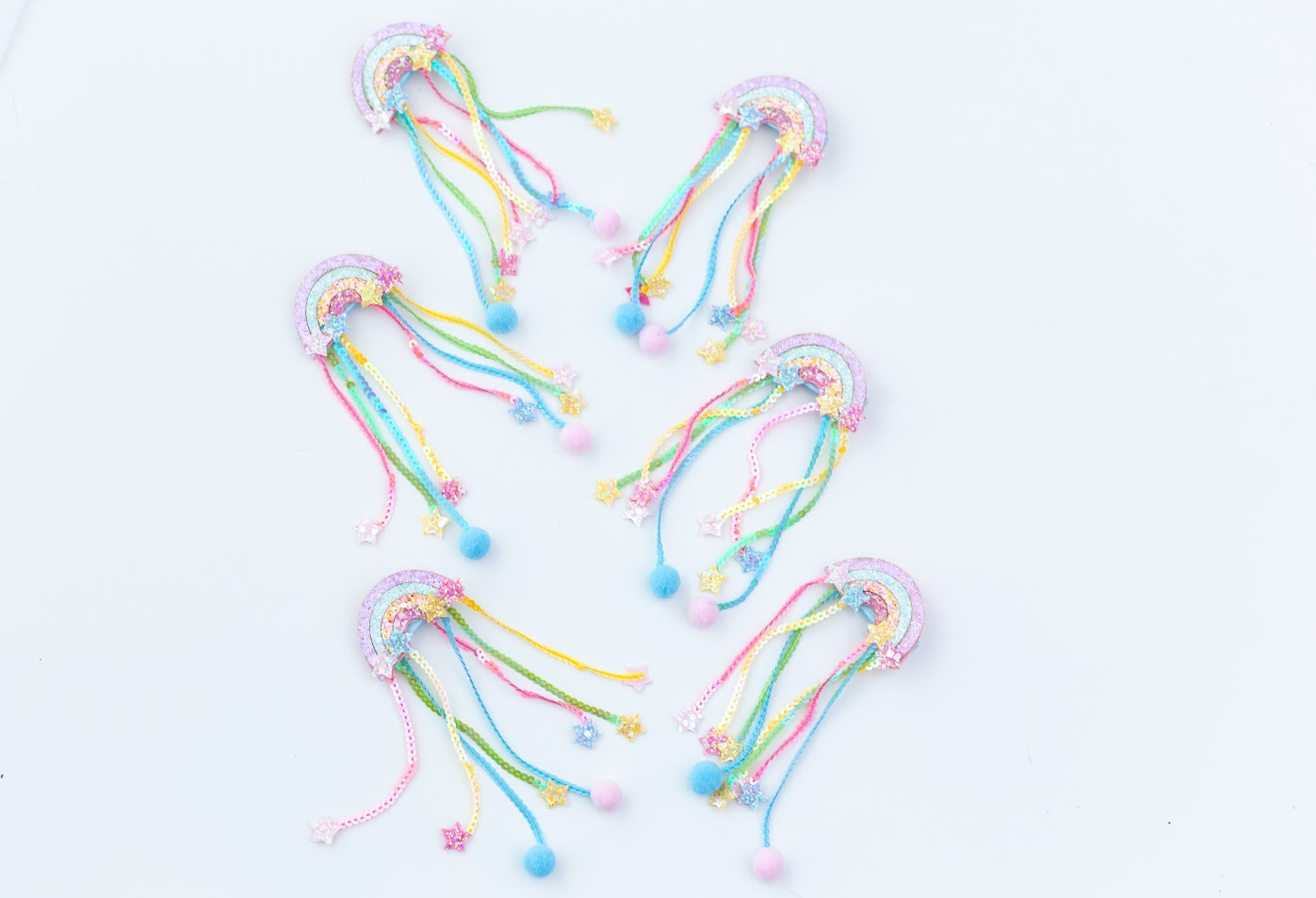 Hair Clip Set - Rainbow Ribbons