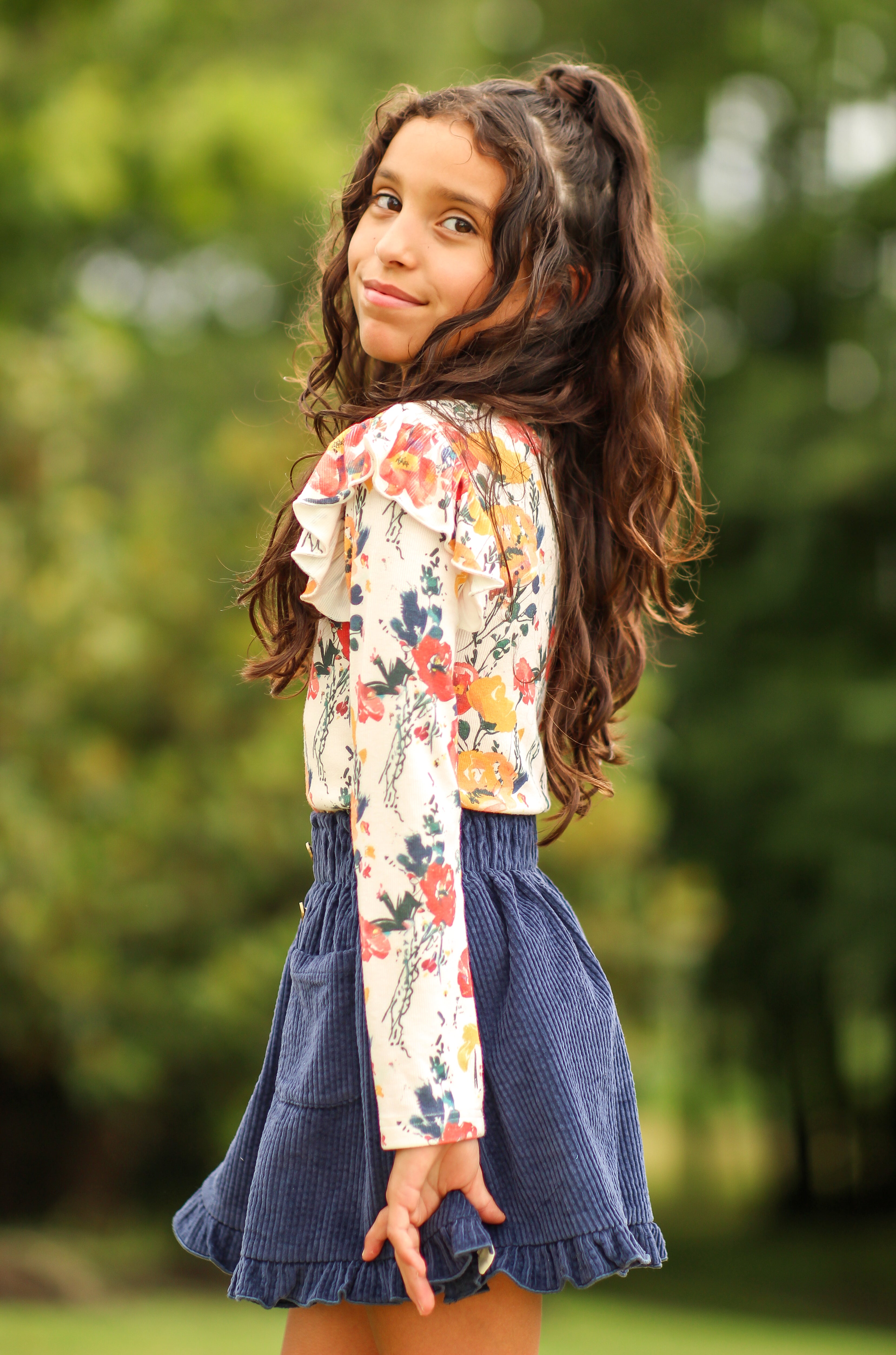 Vienna Corduroy Skirt - Ink & Aura
