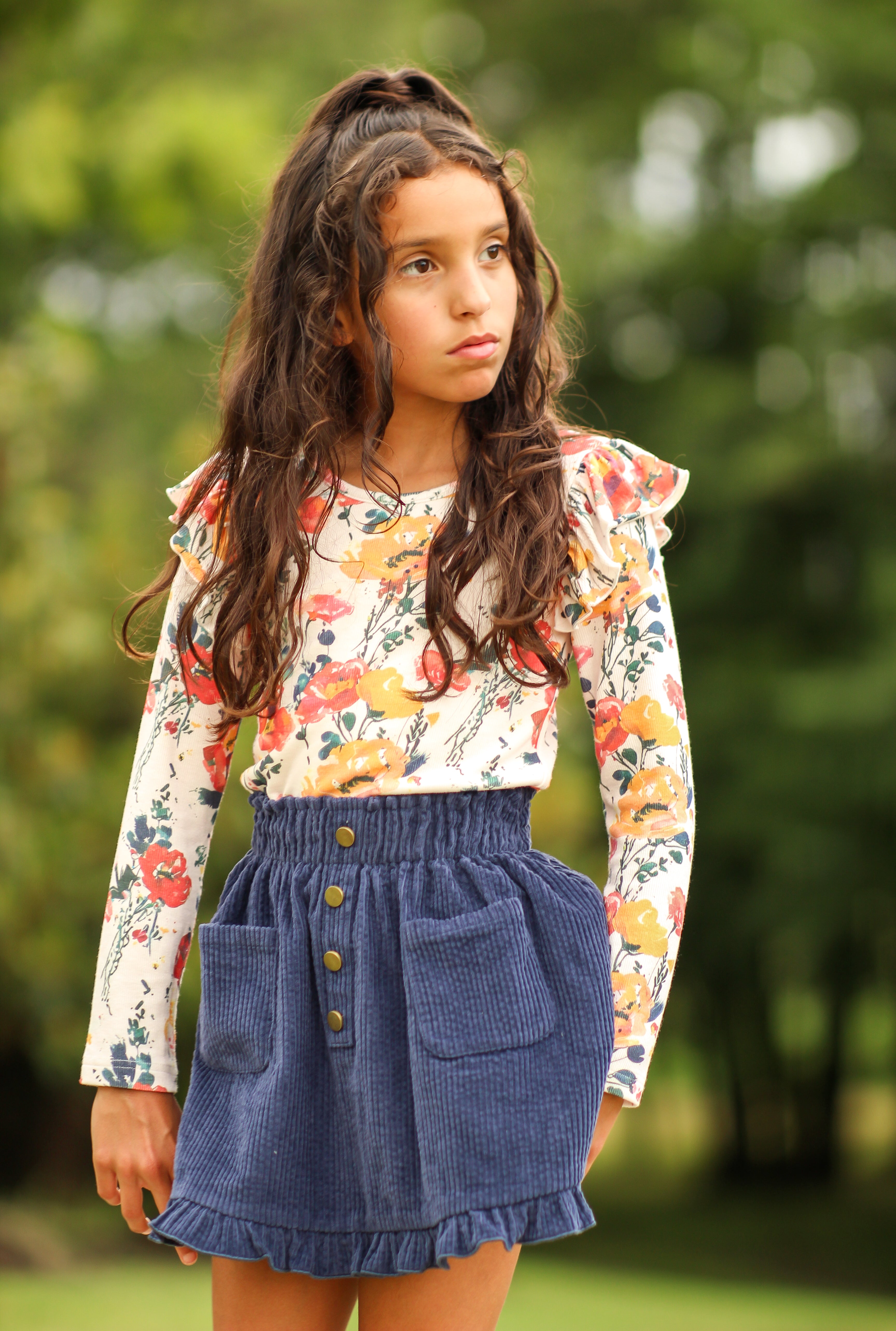 Vienna Corduroy Skirt - Ink & Aura