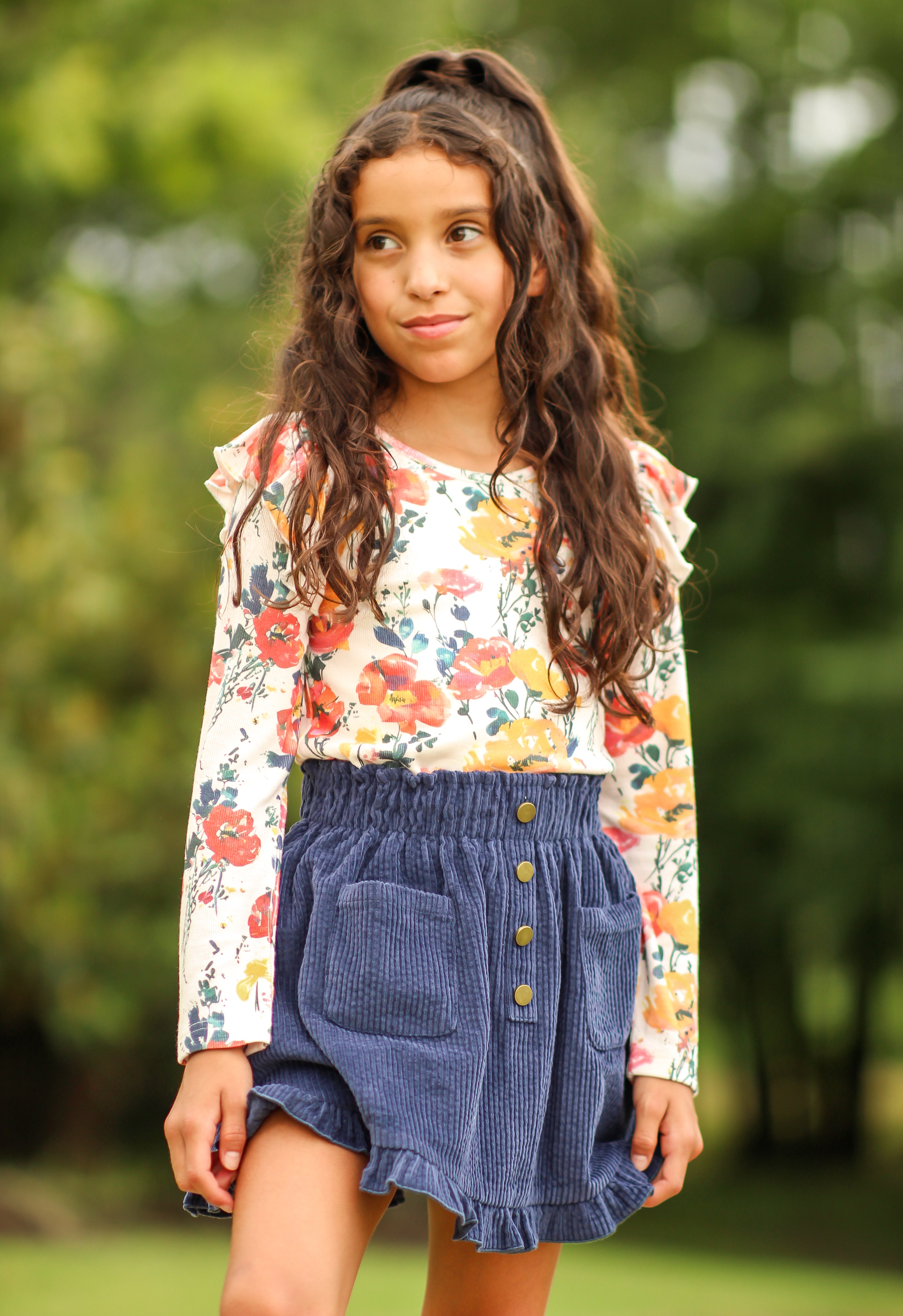 Vienna Corduroy Skirt - Ink & Aura