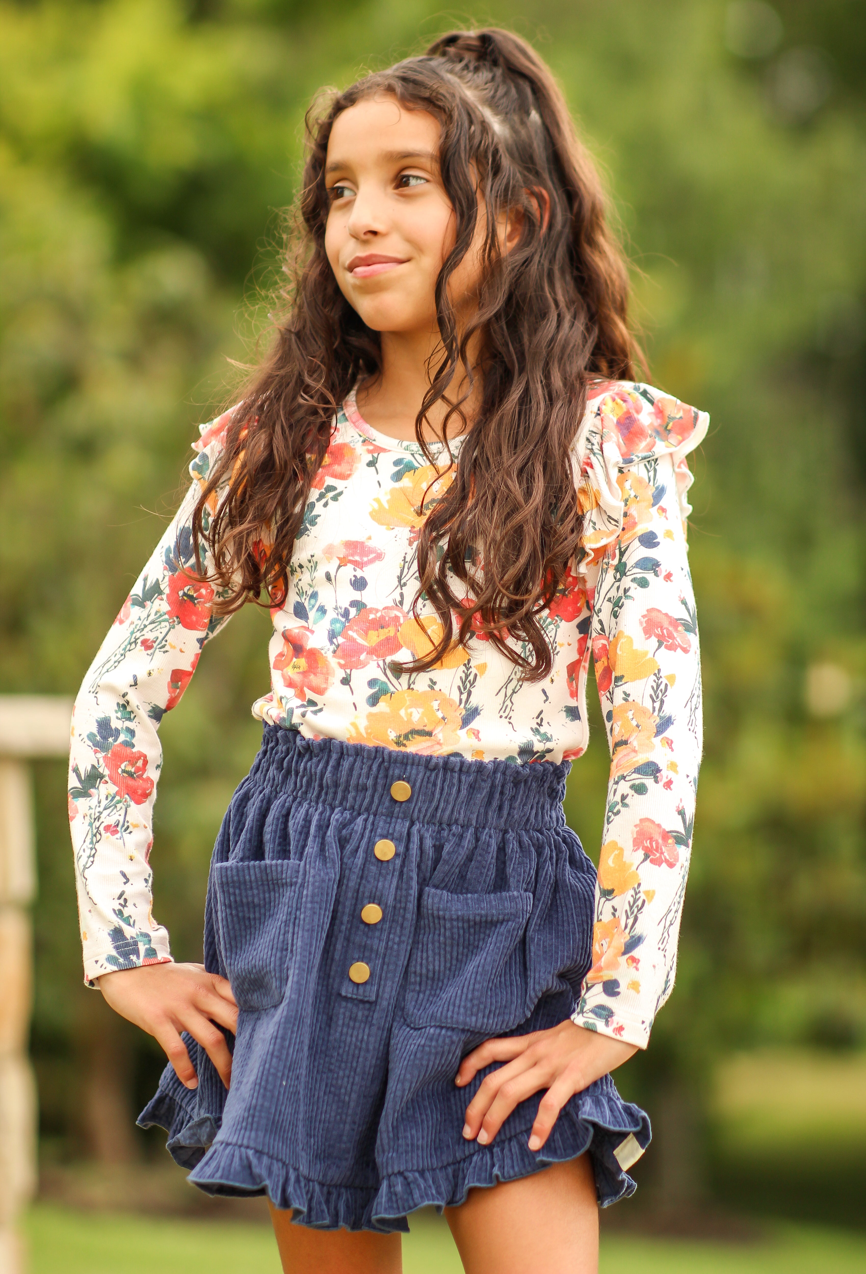 Vienna Corduroy Skirt - Ink & Aura