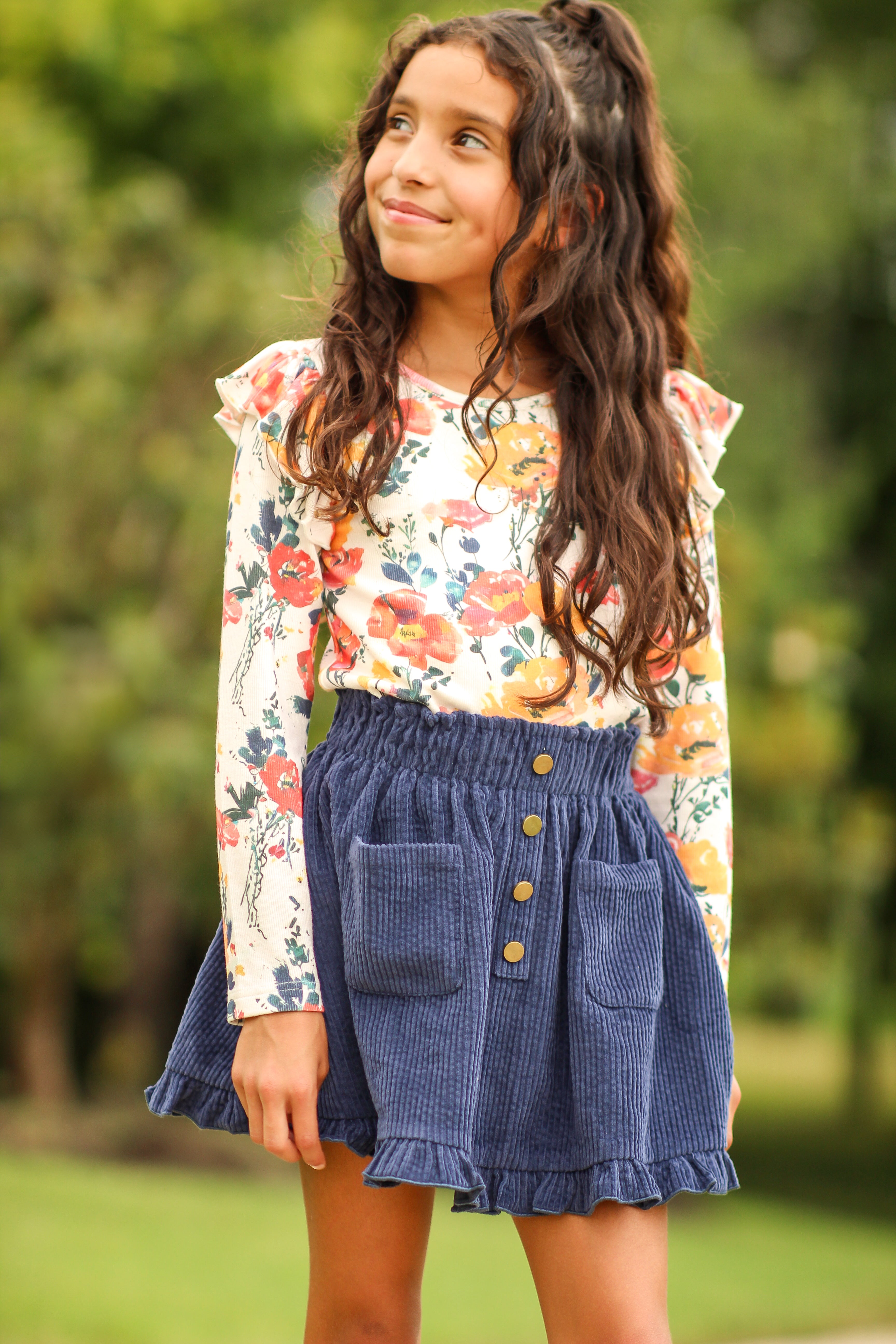 Vienna Corduroy Skirt - Ink & Aura