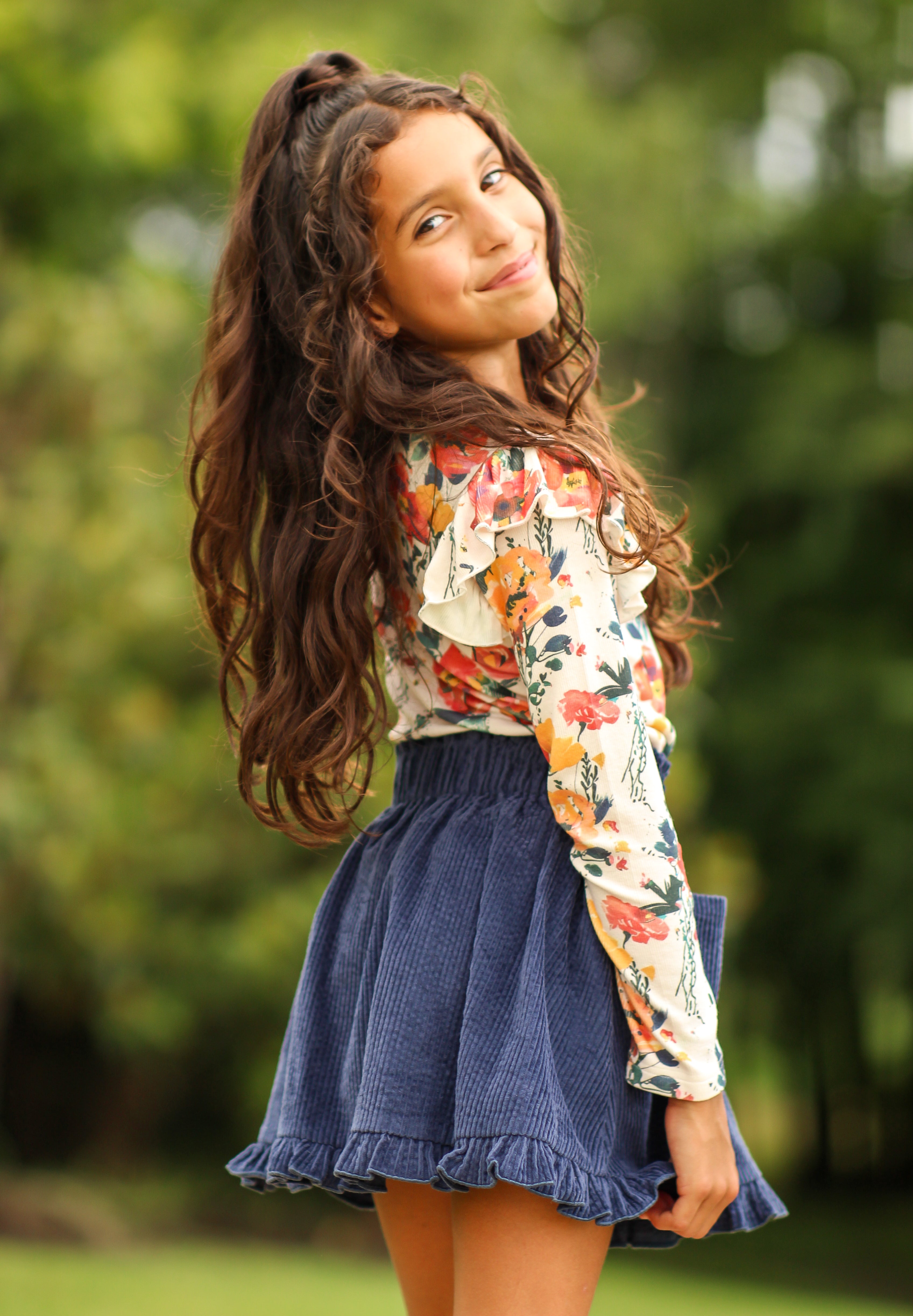 Vienna Corduroy Skirt - Ink & Aura