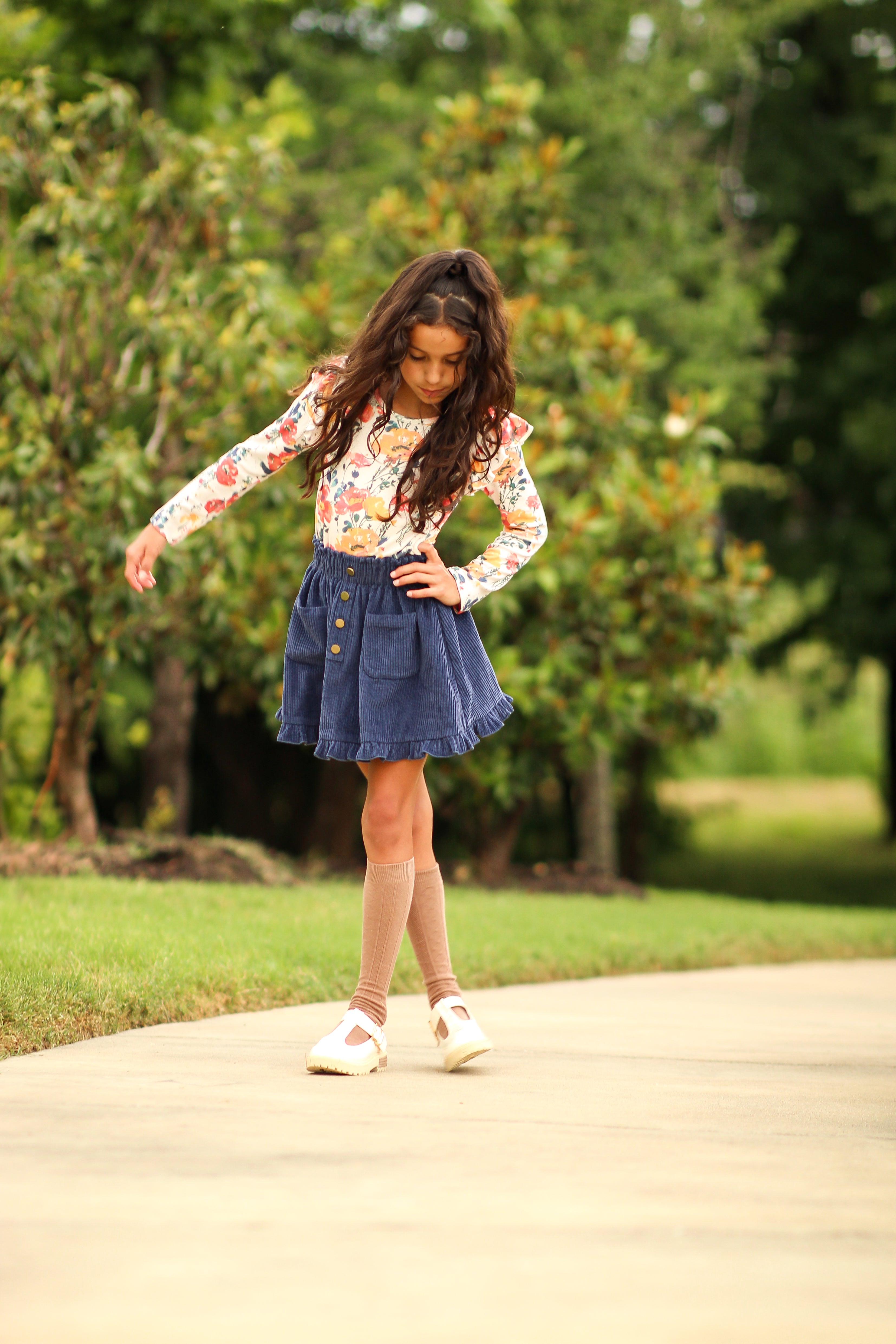 Vienna Corduroy Skirt - Ink & Aura