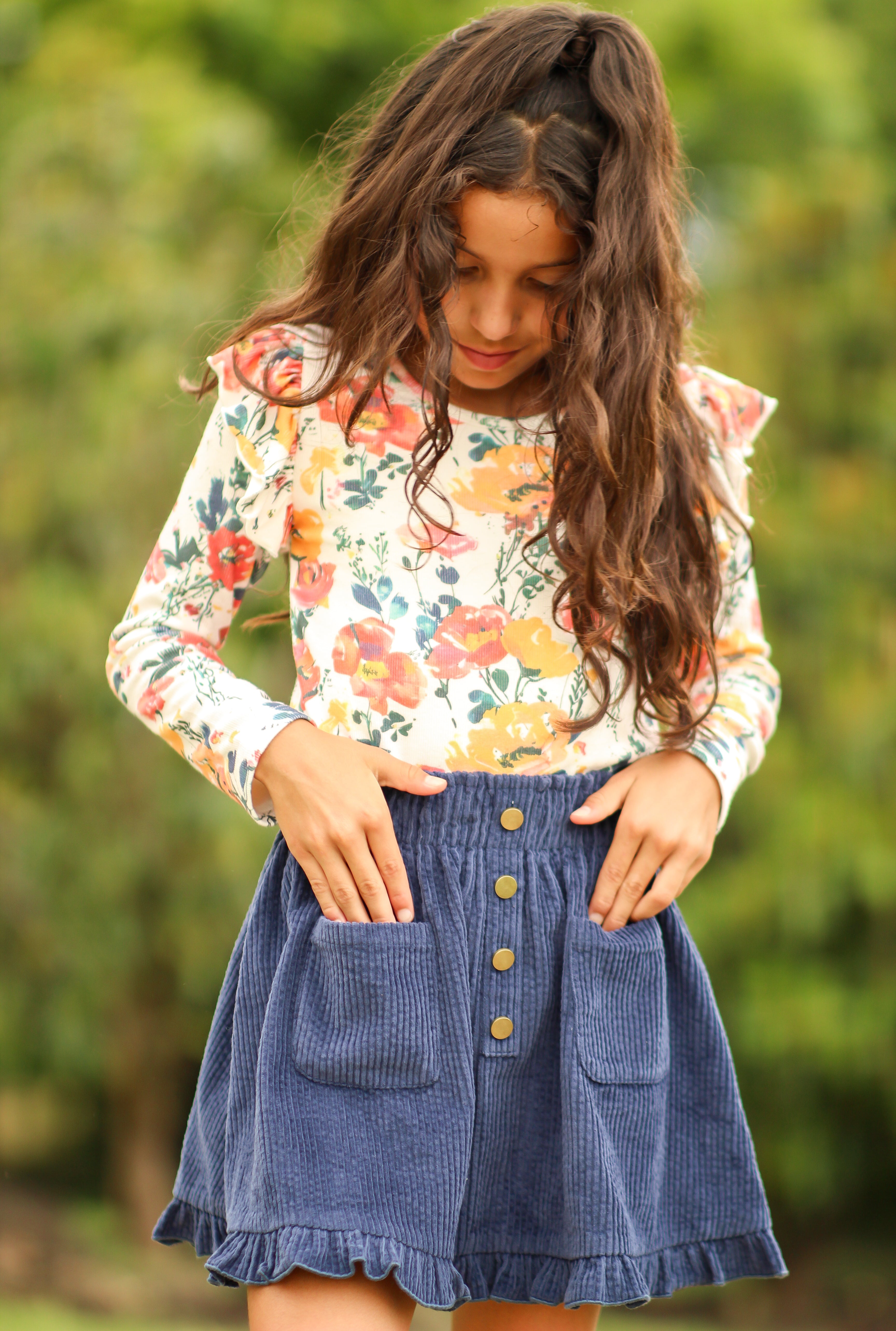 Vienna Corduroy Skirt - Ink & Aura