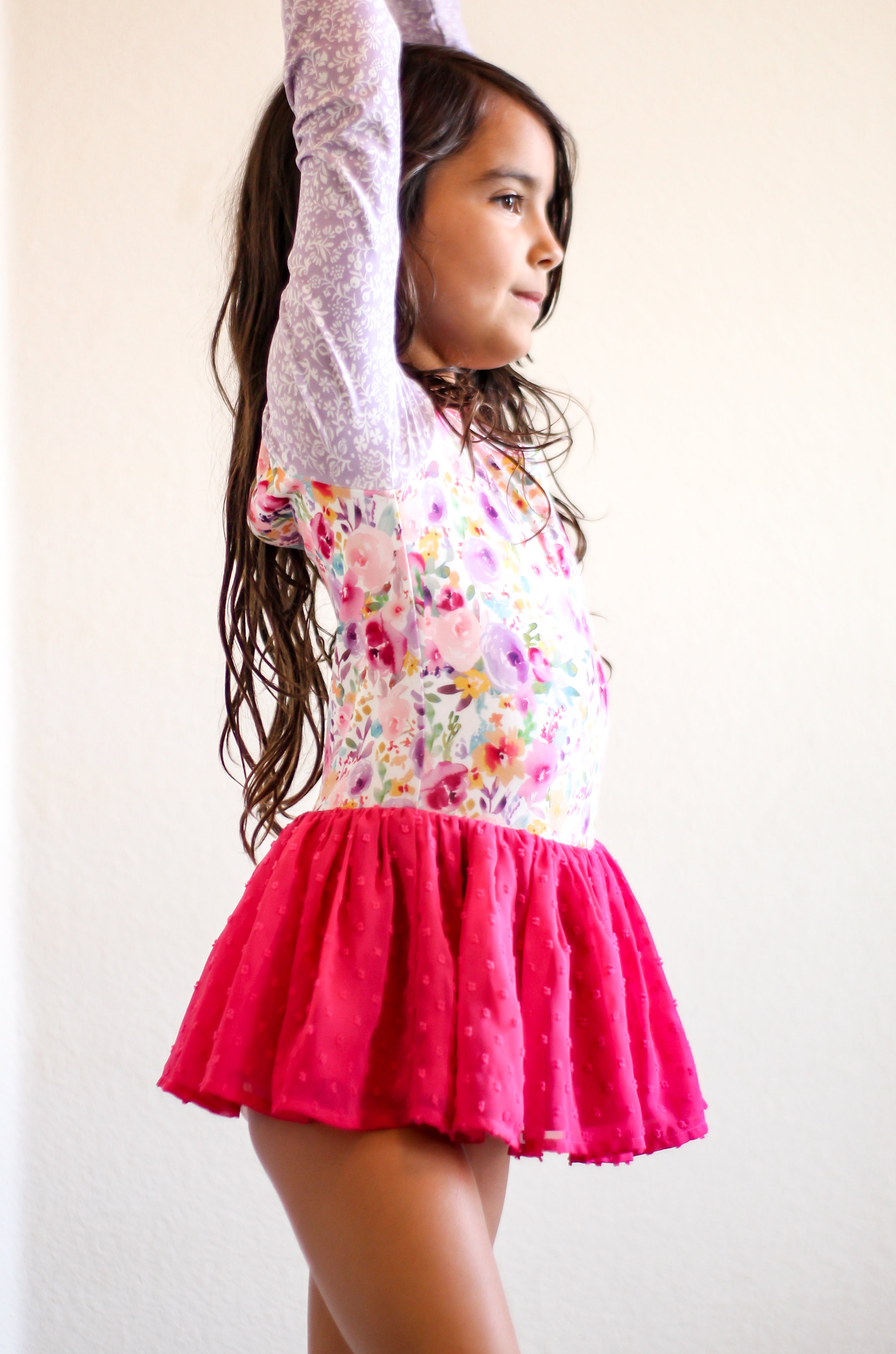 Farrah Clipdot Leotard - Bloom Burst (Long Sleeve)