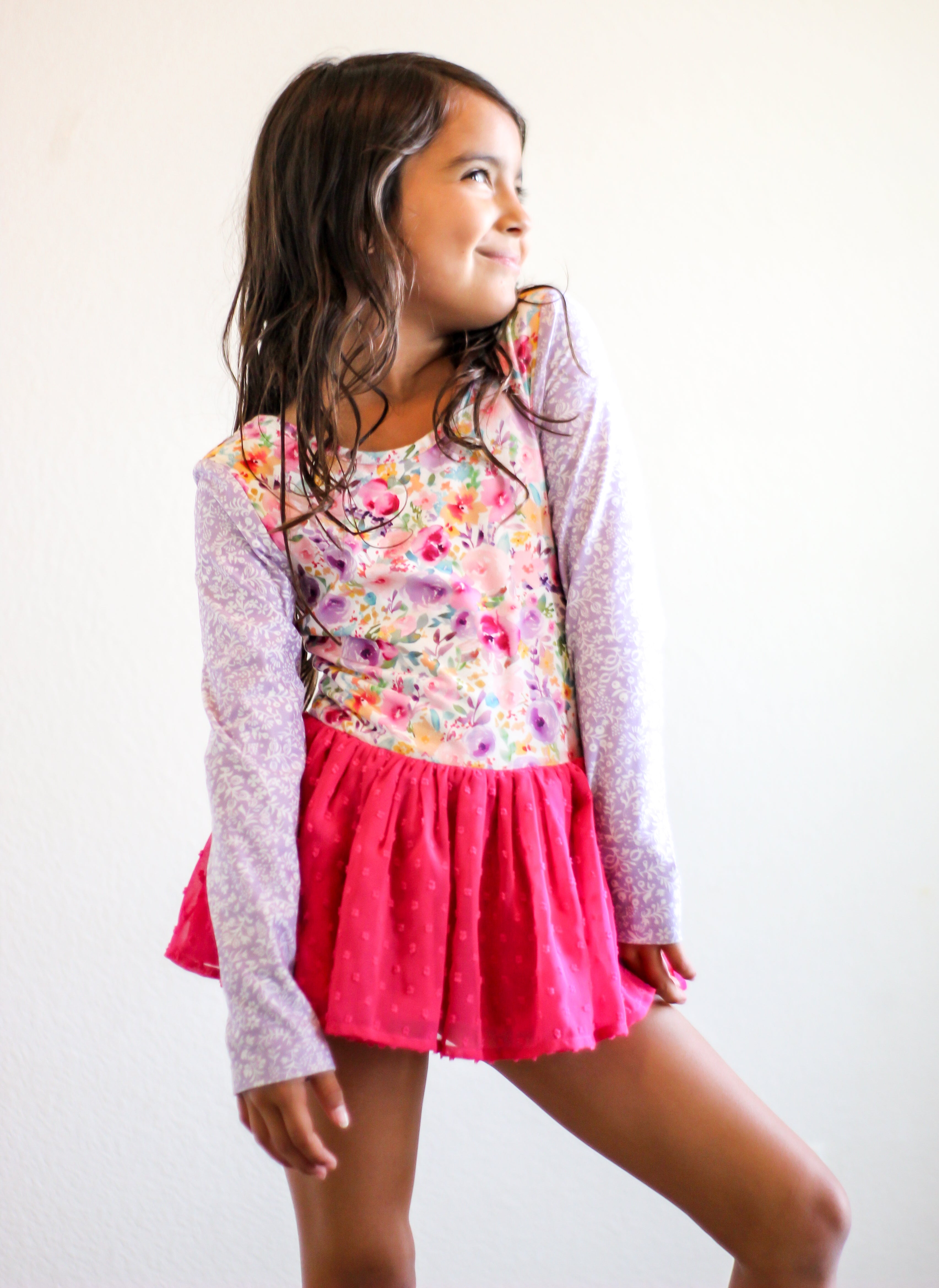 Farrah Clipdot Leotard - Bloom Burst (Long Sleeve)