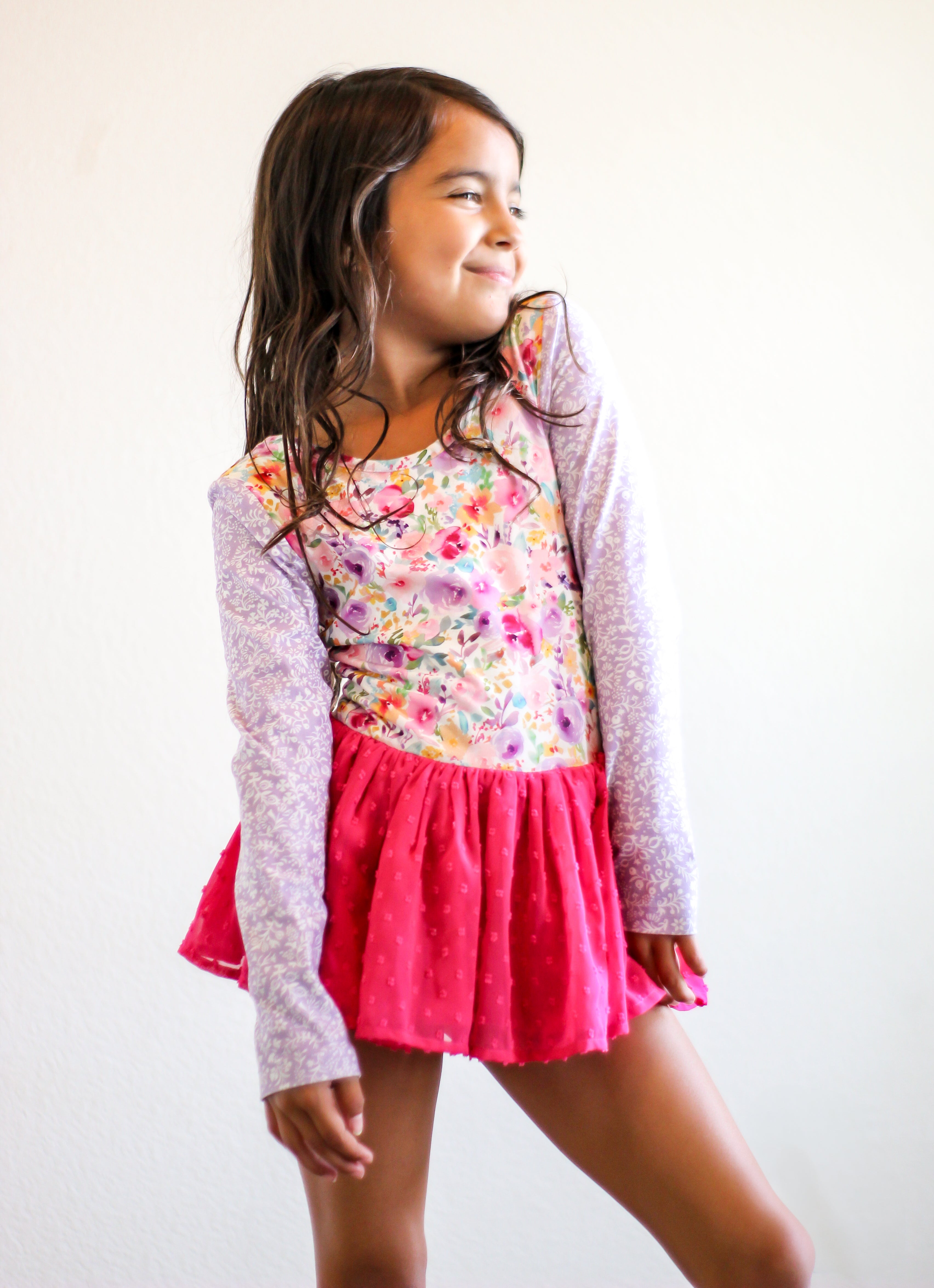 Farrah Clipdot Leotard - Bloom Burst (Long Sleeve)