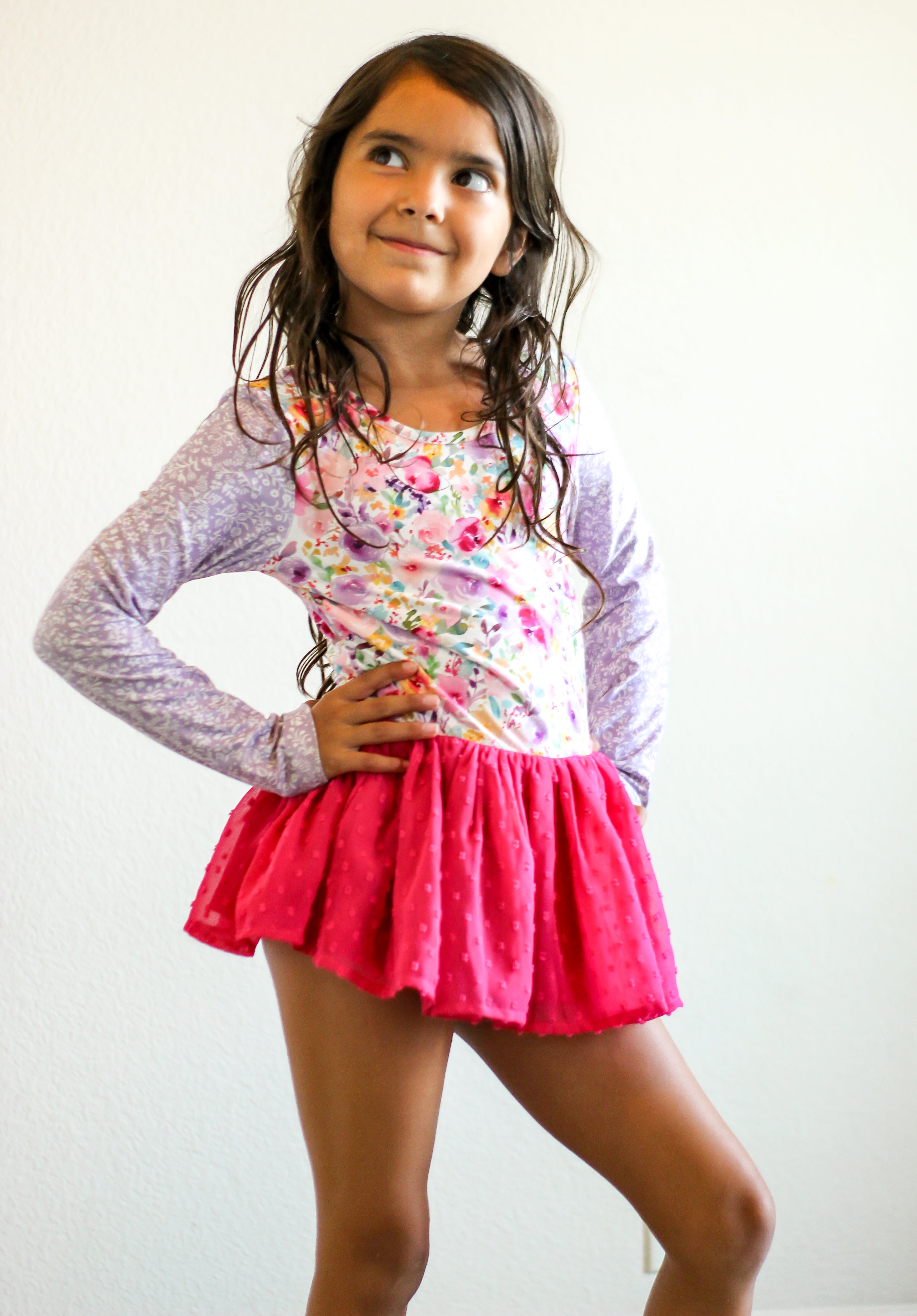 Farrah Clipdot Leotard - Bloom Burst (Long Sleeve)