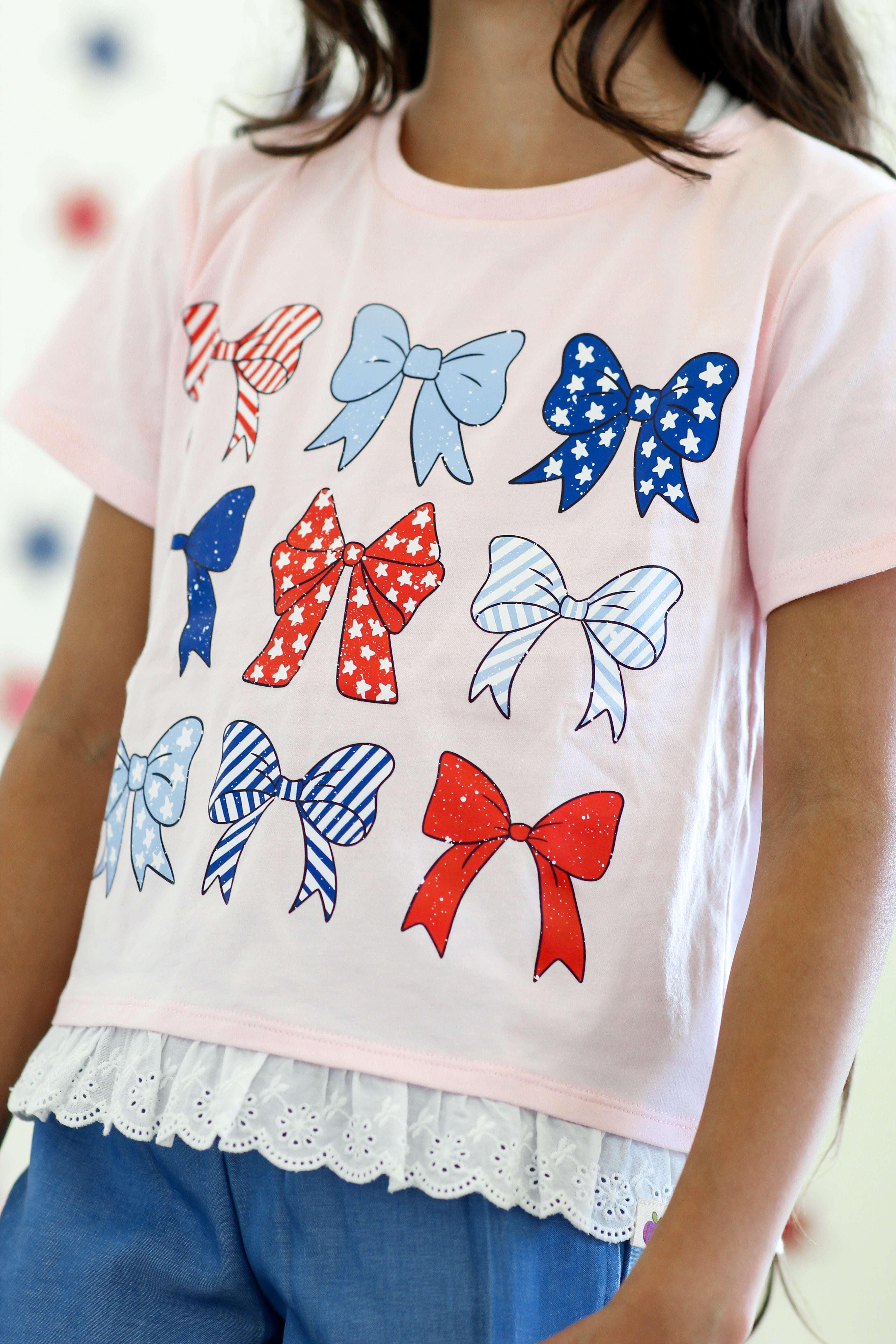 Graphic Ruffle Hem Tee - Bow-tiful Liberty