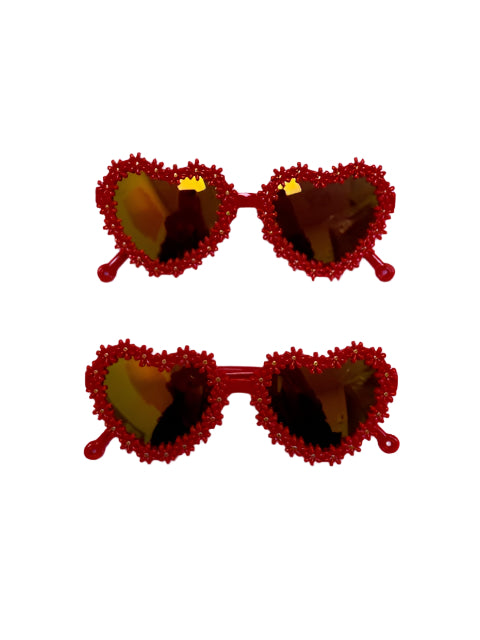 Kids Heart Sunglasses - Red Daisy Heart