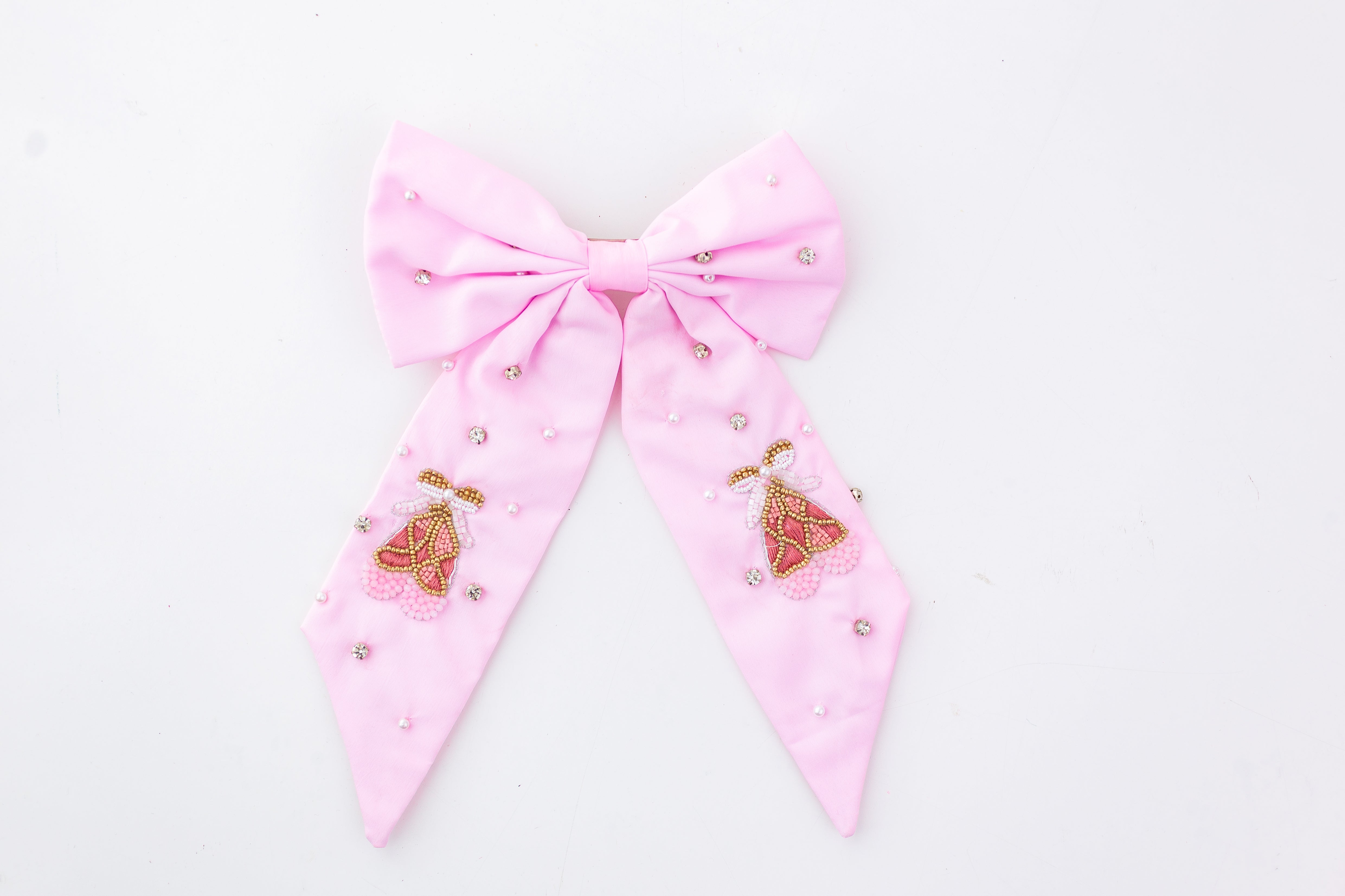 Beaded Hair Bow - Prima Ballerina