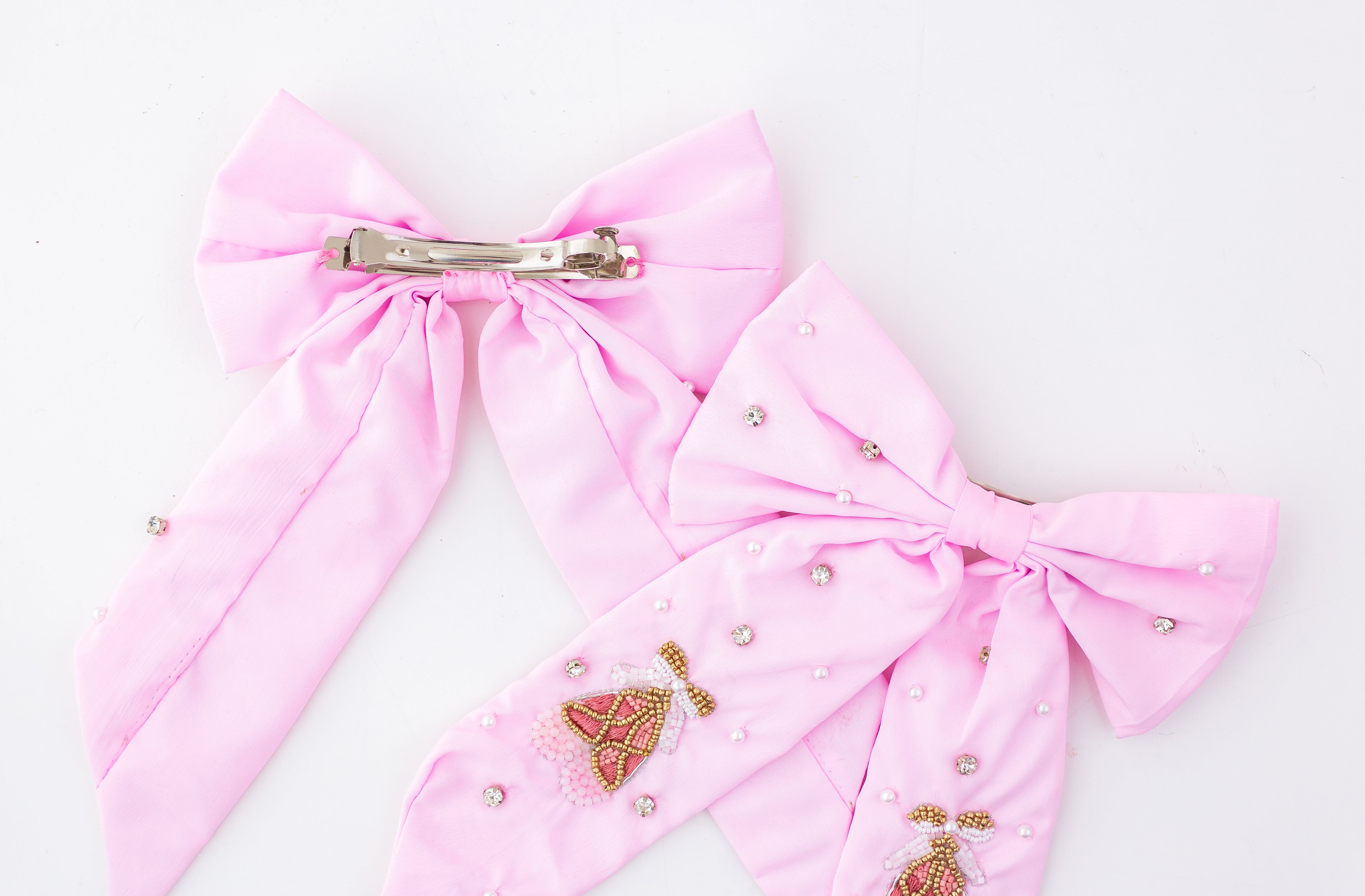 Beaded Hair Bow - Prima Ballerina
