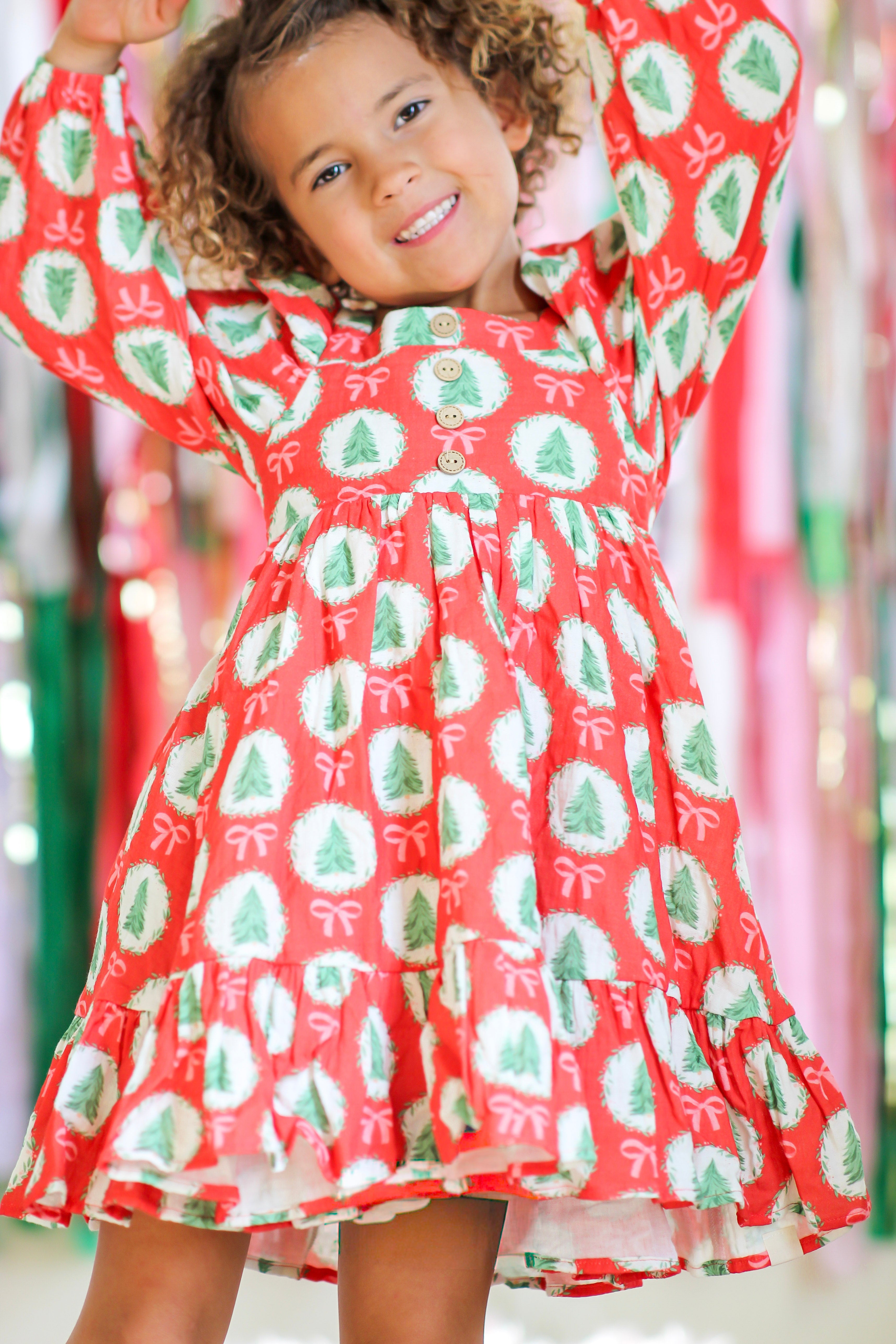 Puff Sleeve Gauze Dress - Evergreen Wishes (Pre-Order)