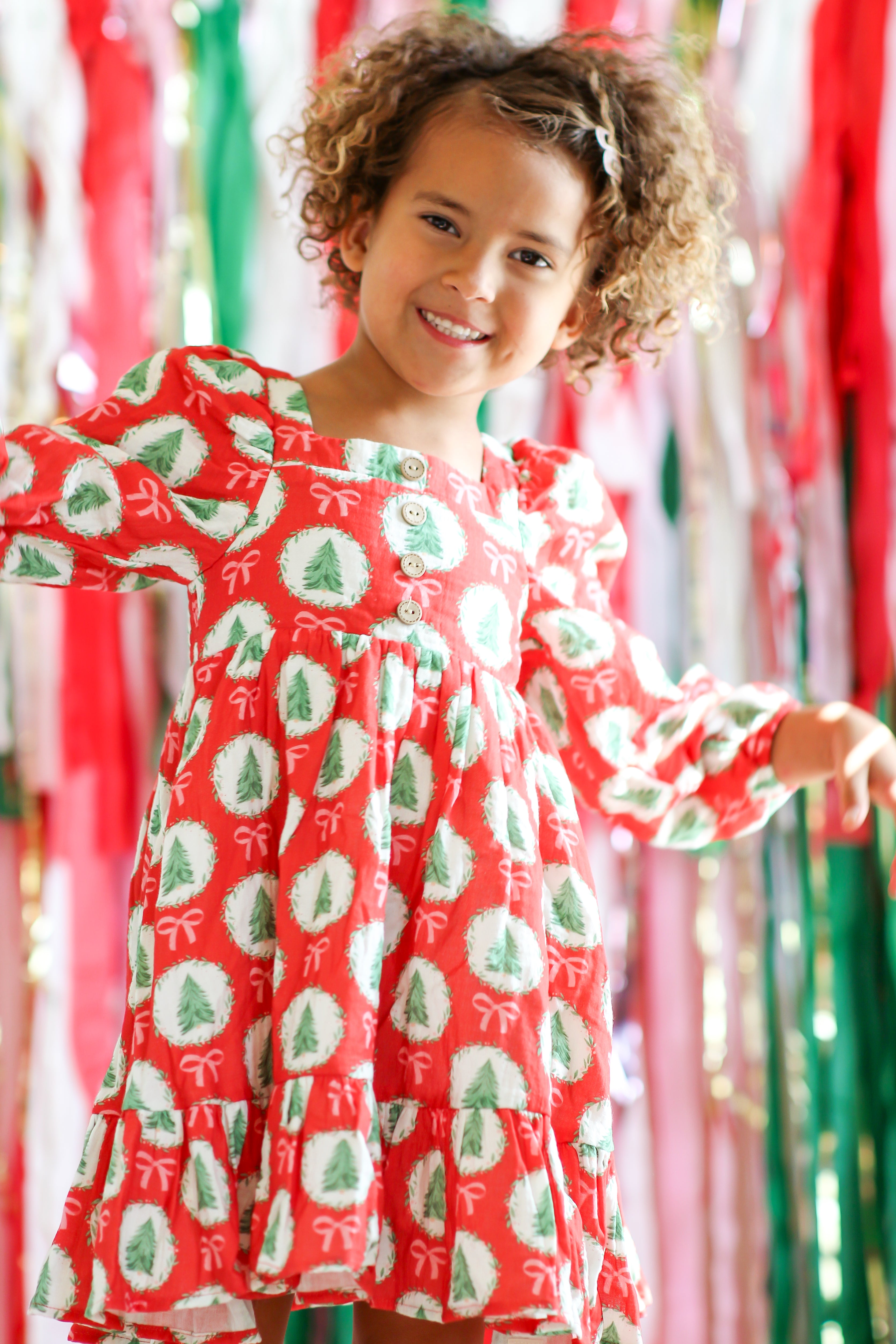 Puff Sleeve Gauze Dress - Evergreen Wishes (Pre-Order)