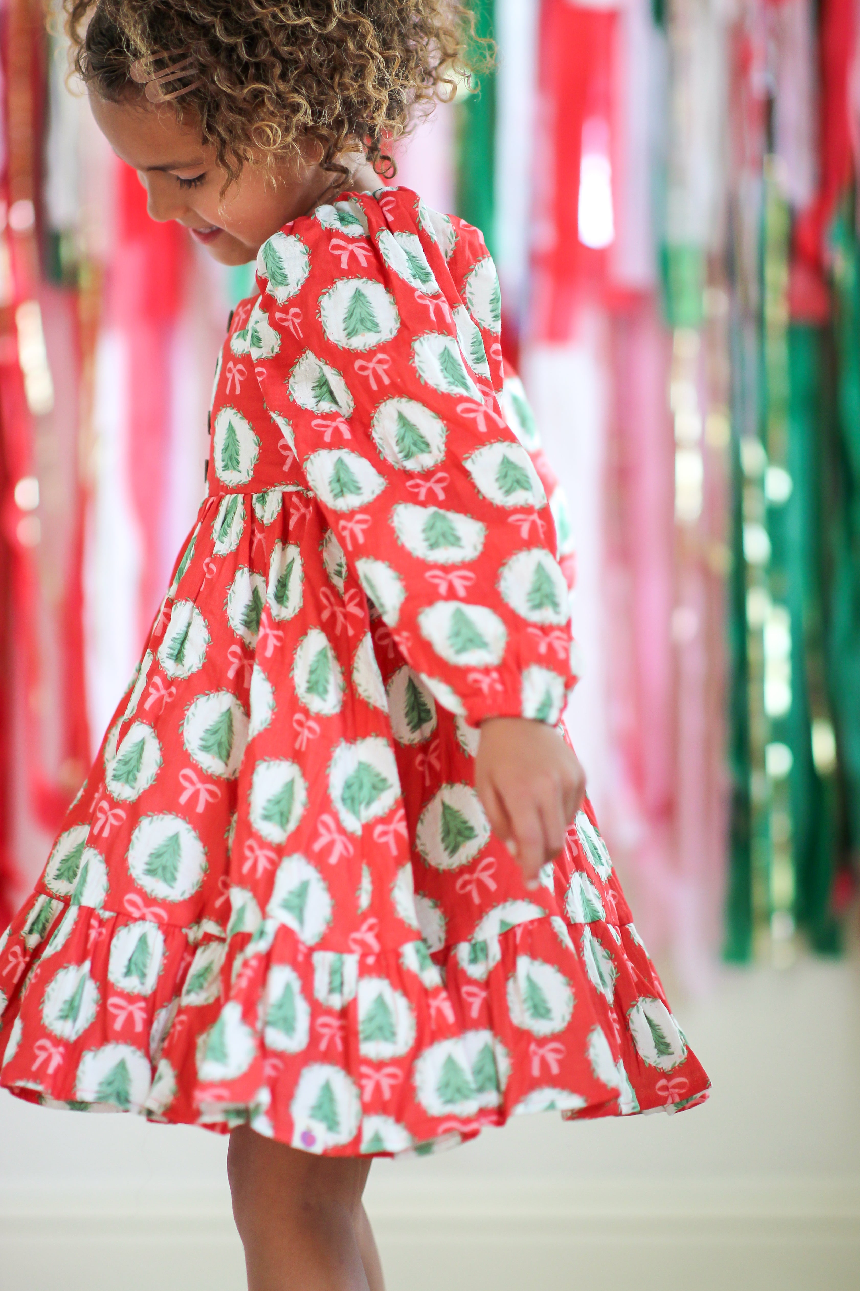 Puff Sleeve Gauze Dress - Evergreen Wishes (Pre-Order)