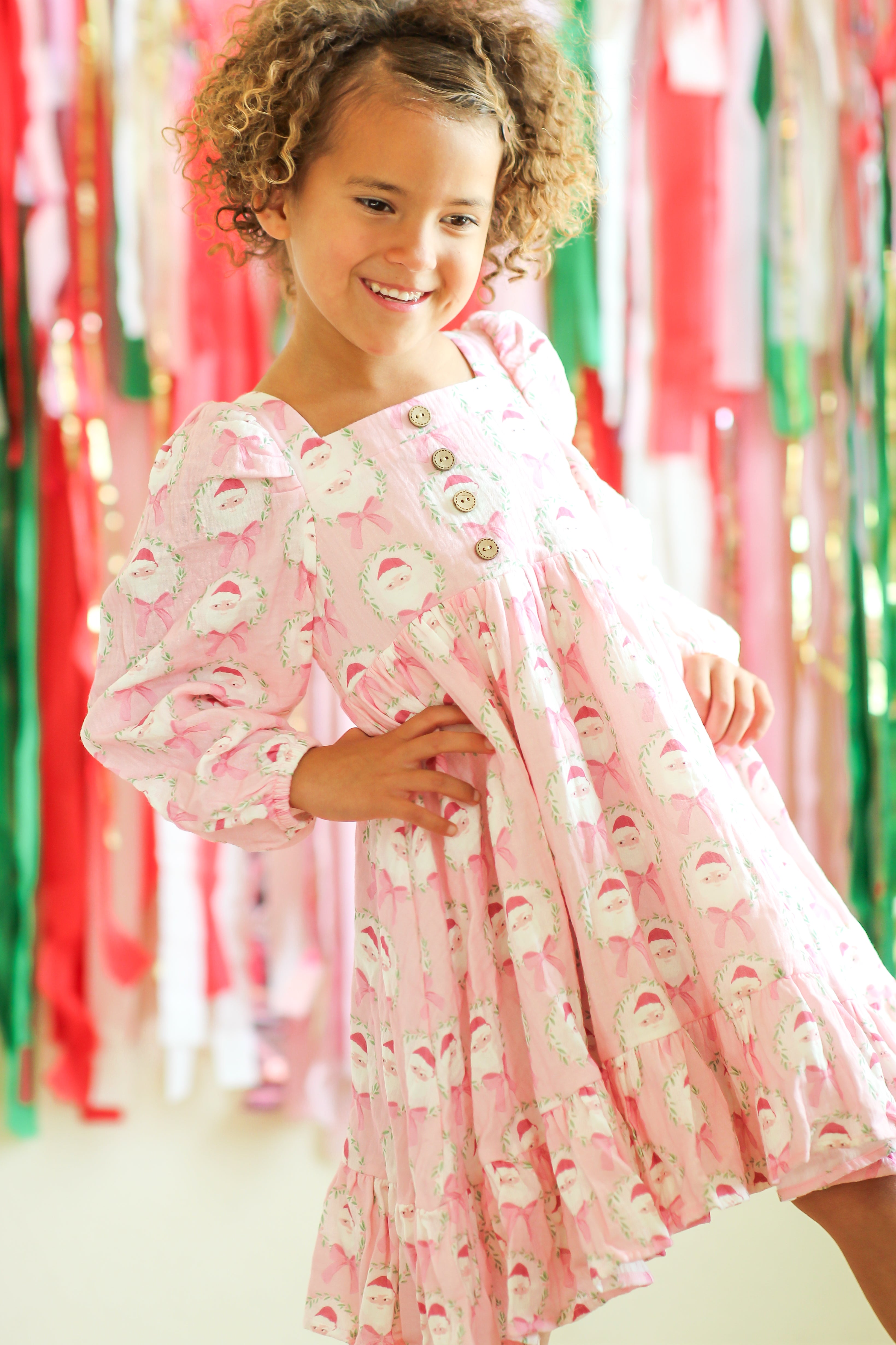 Puff Sleeve Gauze Dress - Sugarplum Santa (Pre-Order)