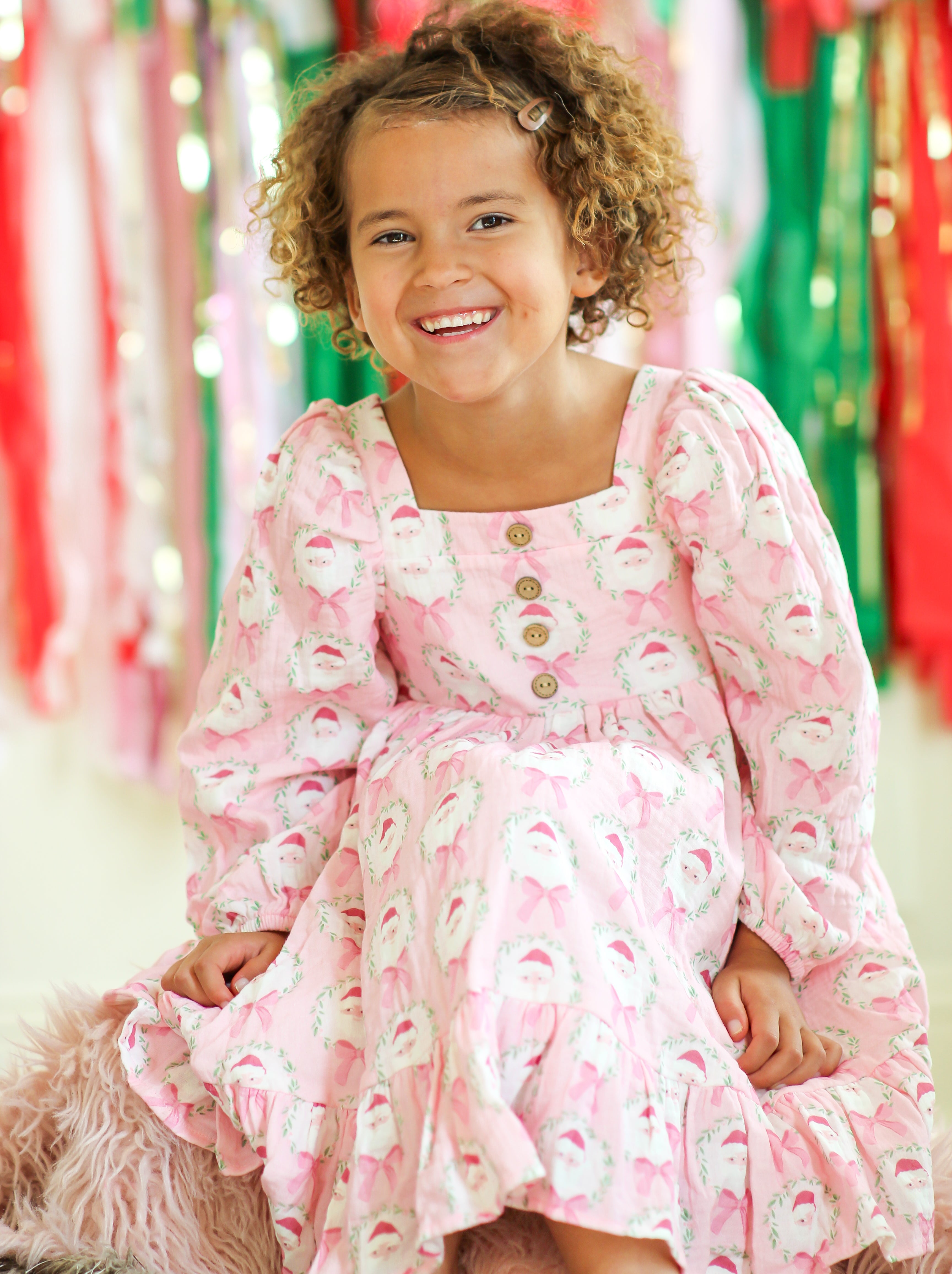 Puff Sleeve Gauze Dress - Sugarplum Santa (Pre-Order)