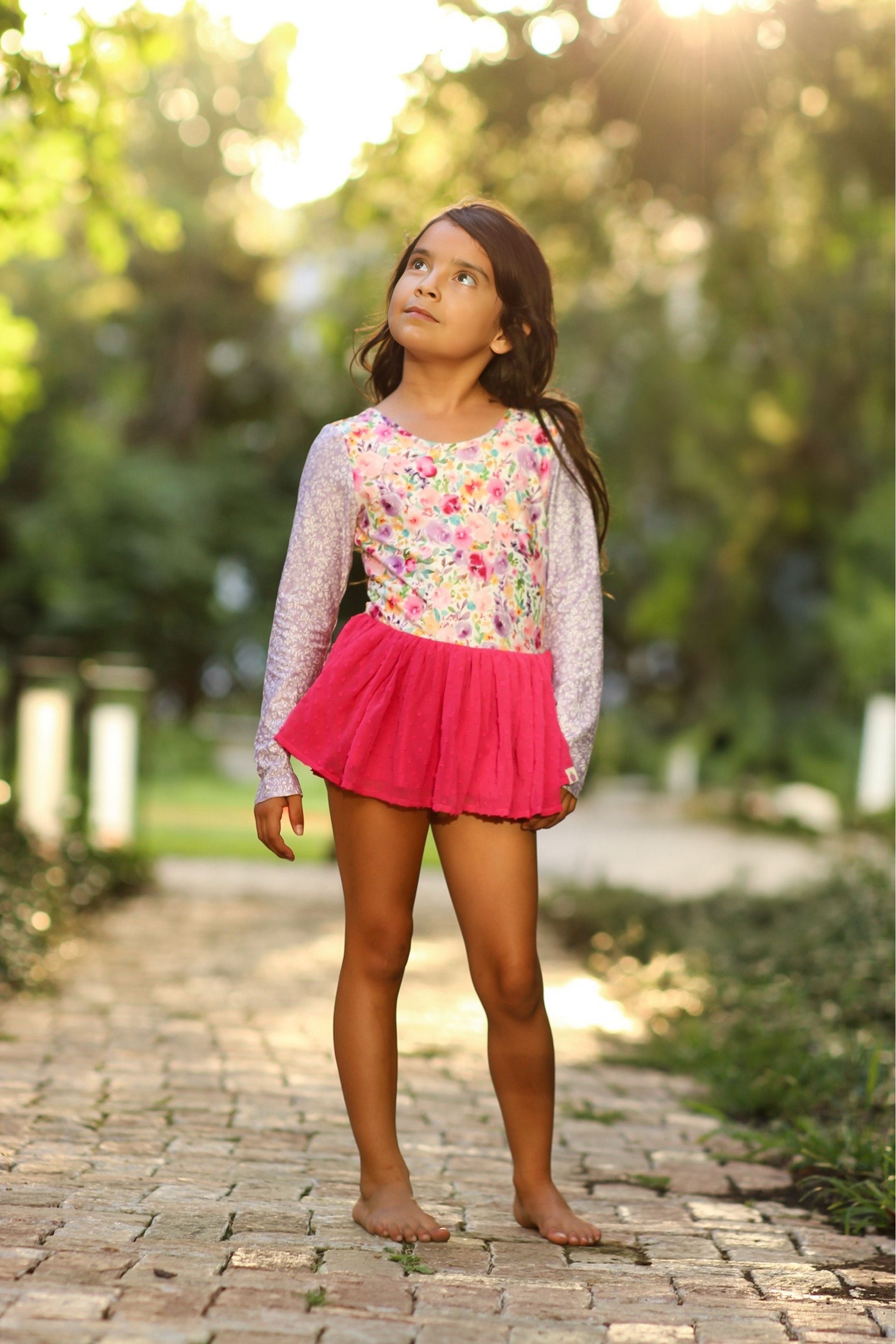 Farrah Clipdot Leotard - Bloom Burst (Long Sleeve)