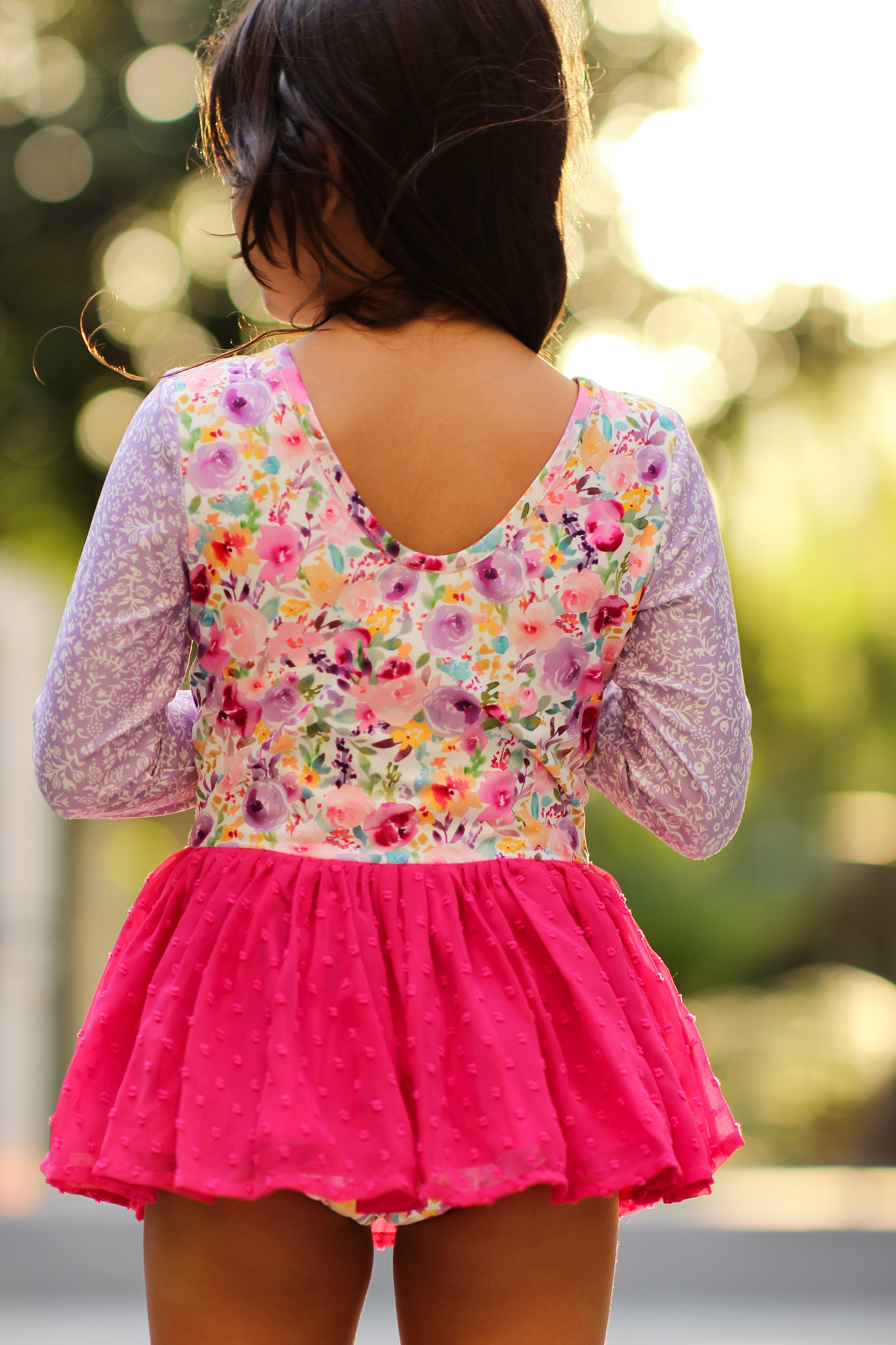 Farrah Clipdot Leotard - Bloom Burst (Long Sleeve)