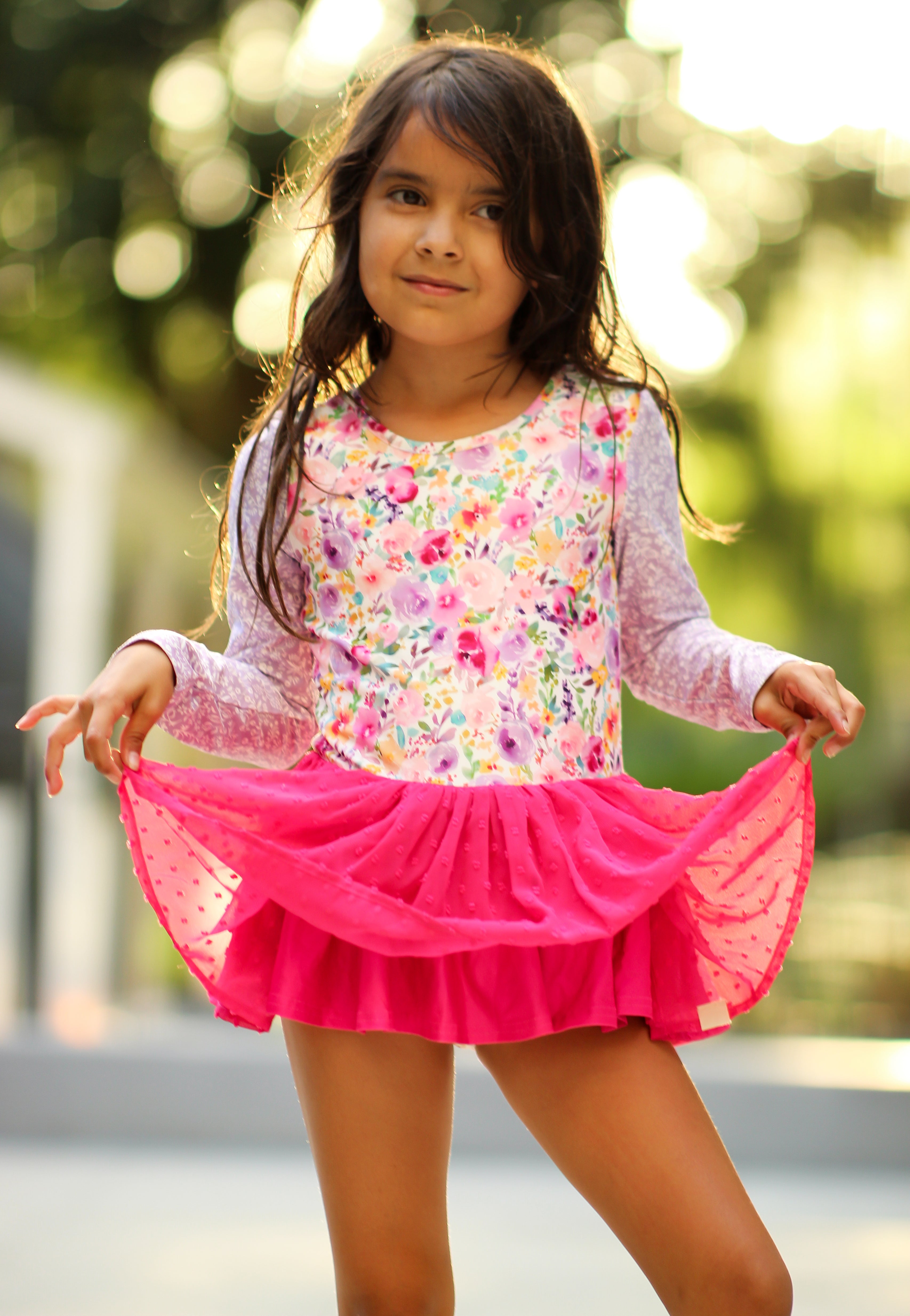 Farrah Clipdot Leotard - Bloom Burst (Long Sleeve)