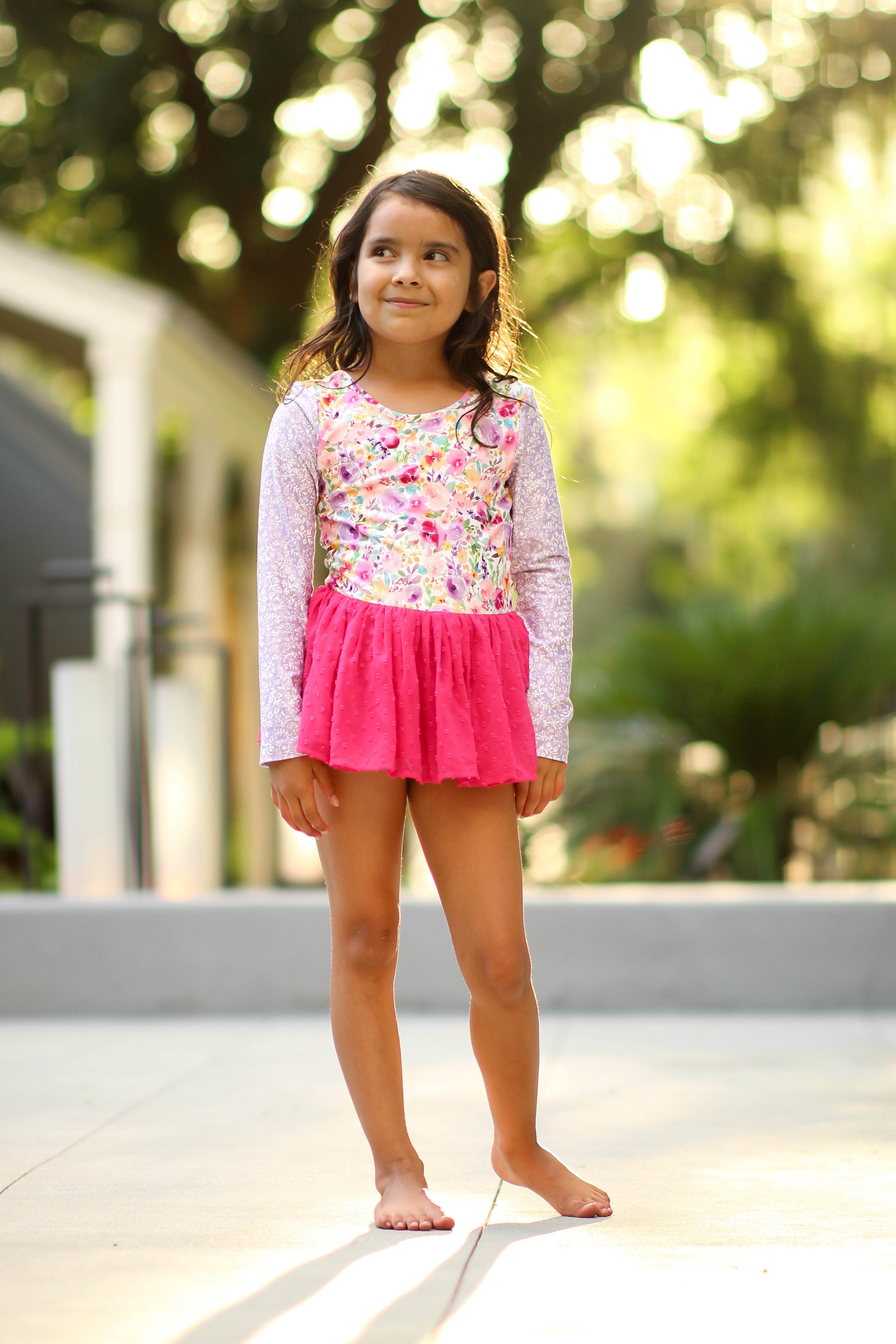 Farrah Clipdot Leotard - Bloom Burst (Long Sleeve)